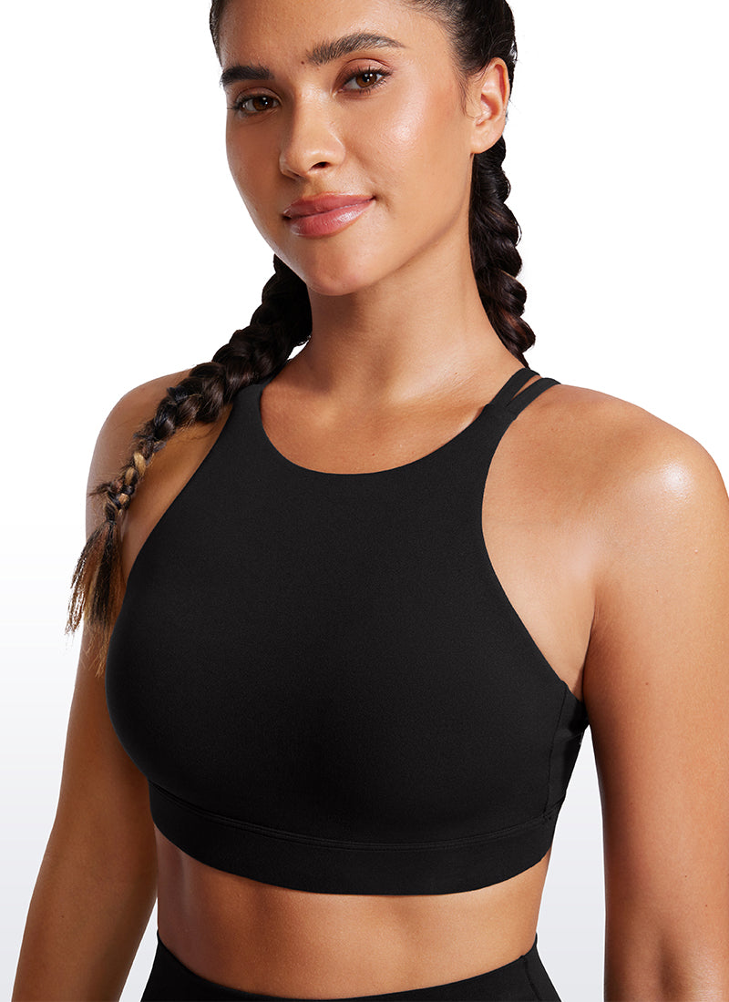 CRZ YOGA Bra Olahraga Longline Butterluxe Wanita Punggung Silang Hitam