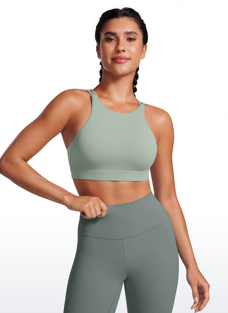 CRZ YOGA Bra Olahraga Longline Butterluxe Wanita Punggung Silang Hijau Palm Court
