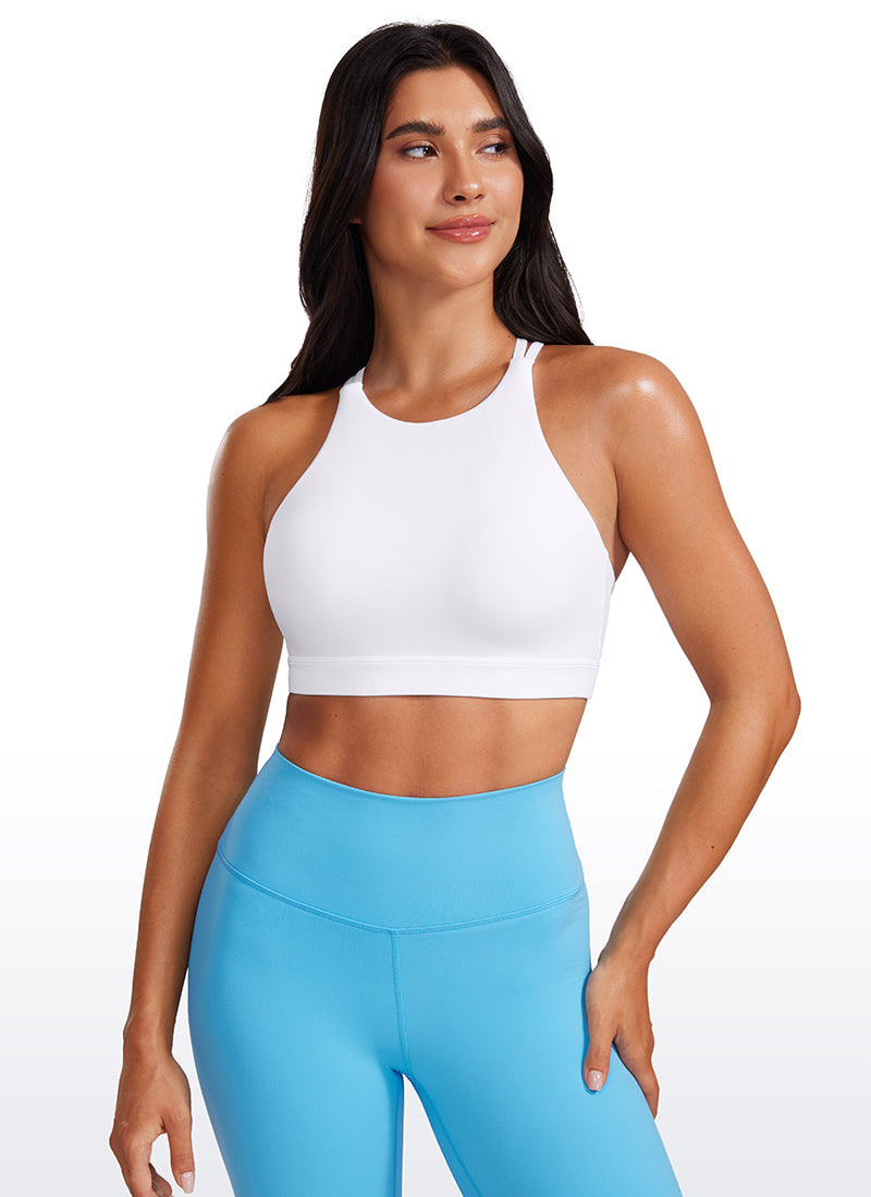 CRZ YOGA Bra Olahraga Longline Butterluxe Wanita Punggung Silang Putih