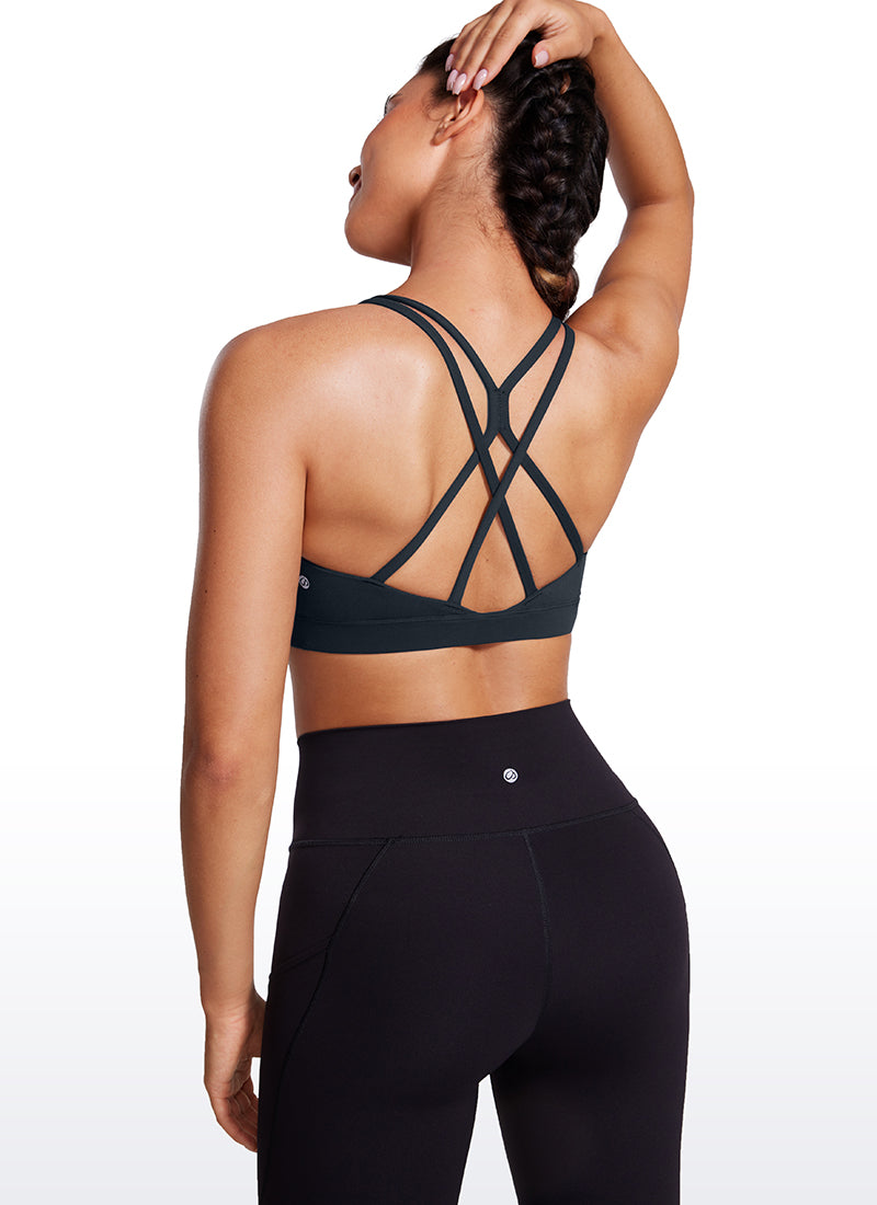 CRZ YOGA Bra Olahraga Longline Butterluxe Wanita Punggung Silang Biru Dongker