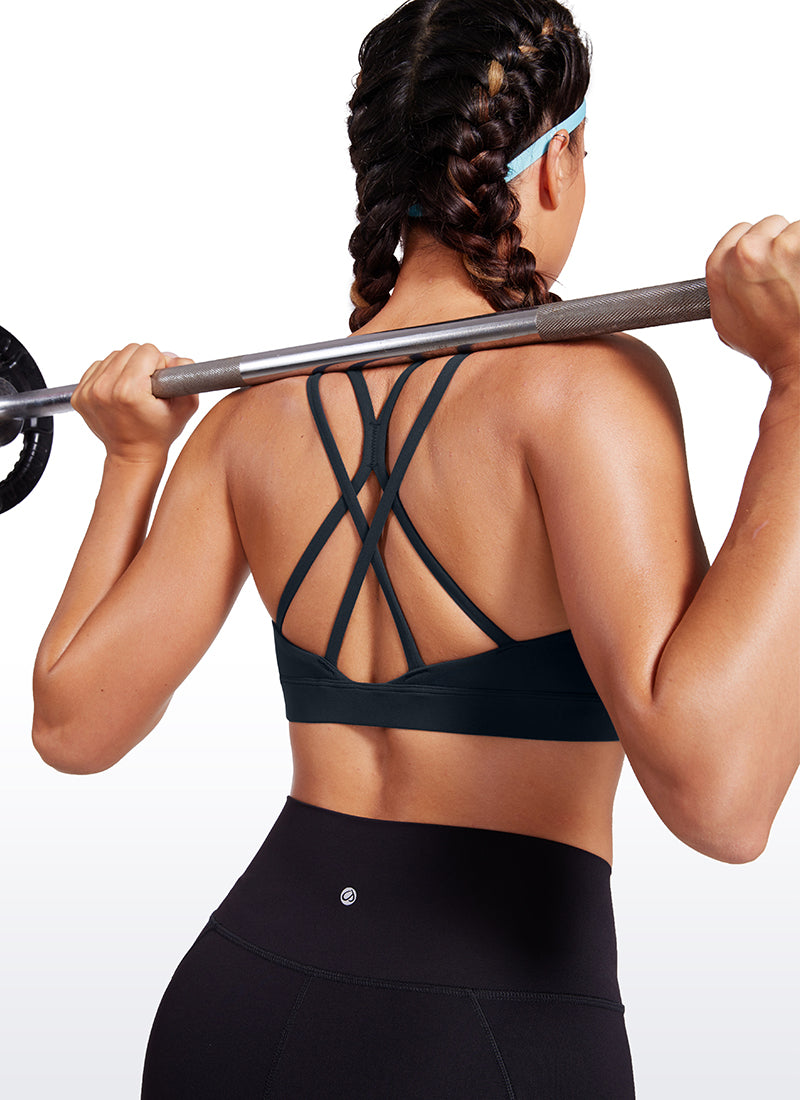 CRZ YOGA Bra Olahraga Longline Butterluxe Wanita Punggung Silang Biru Dongker