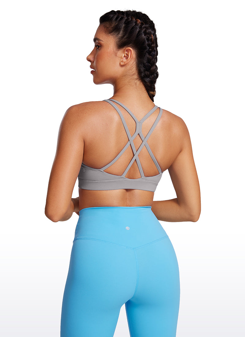 CRZ YOGA Bra Olahraga Longline Butterluxe Wanita Punggung Silang Abu-abu