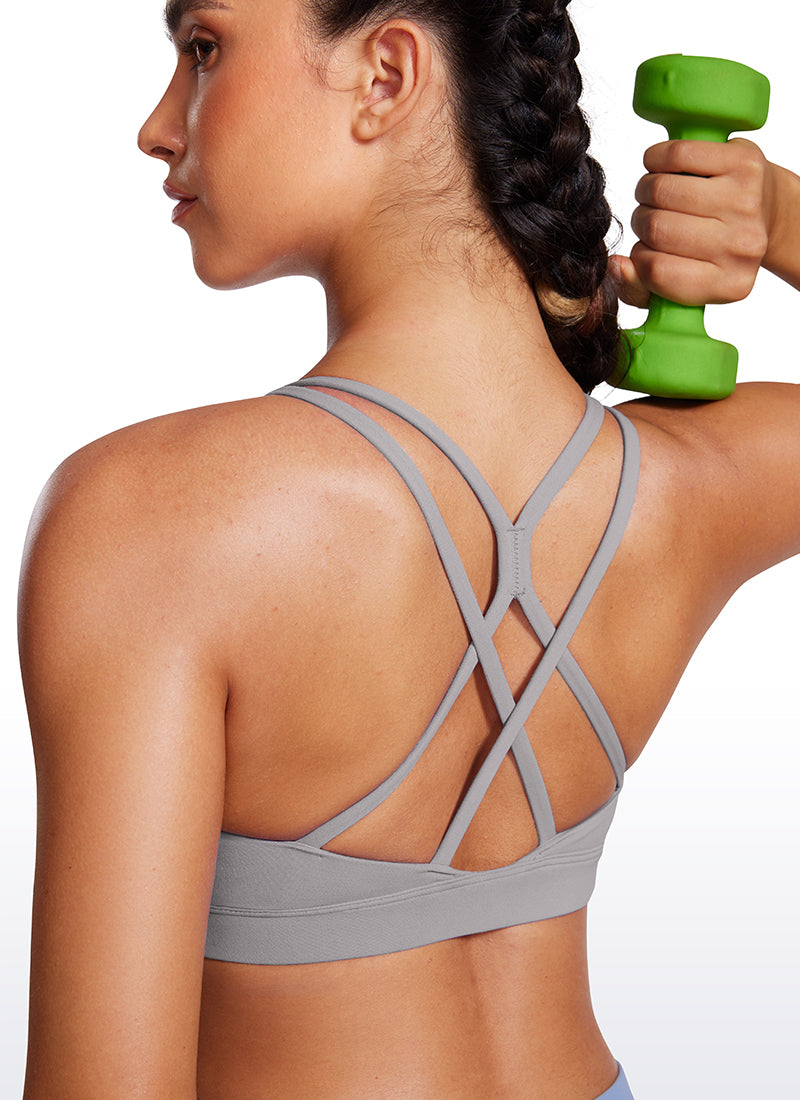 CRZ YOGA Bra Olahraga Longline Butterluxe Wanita Punggung Silang Abu-abu