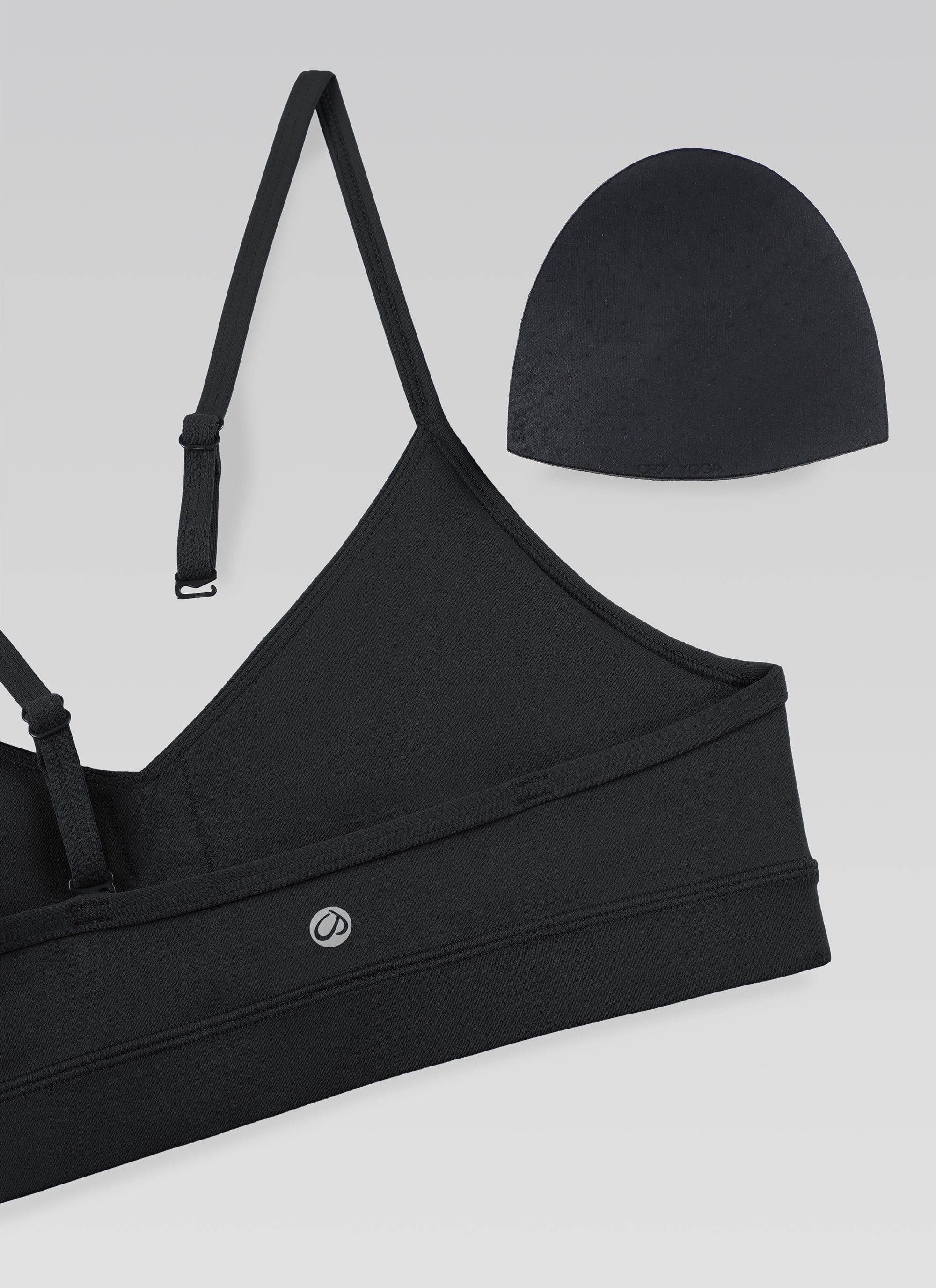 CRZ YOGA Butterluxe Bra Olahraga Yoga Berbusa dengan Leher V untuk Wanita, Warna Hitam