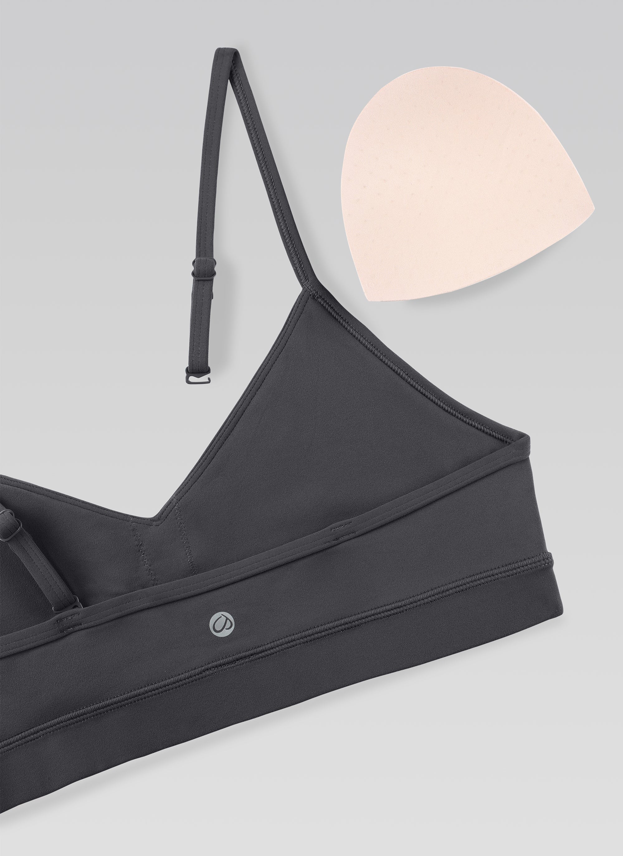 CRZ YOGA Butterluxe Bra Olahraga Yoga Berbusa dengan Leher V untuk Wanita, Warna Abu-abu Misterius