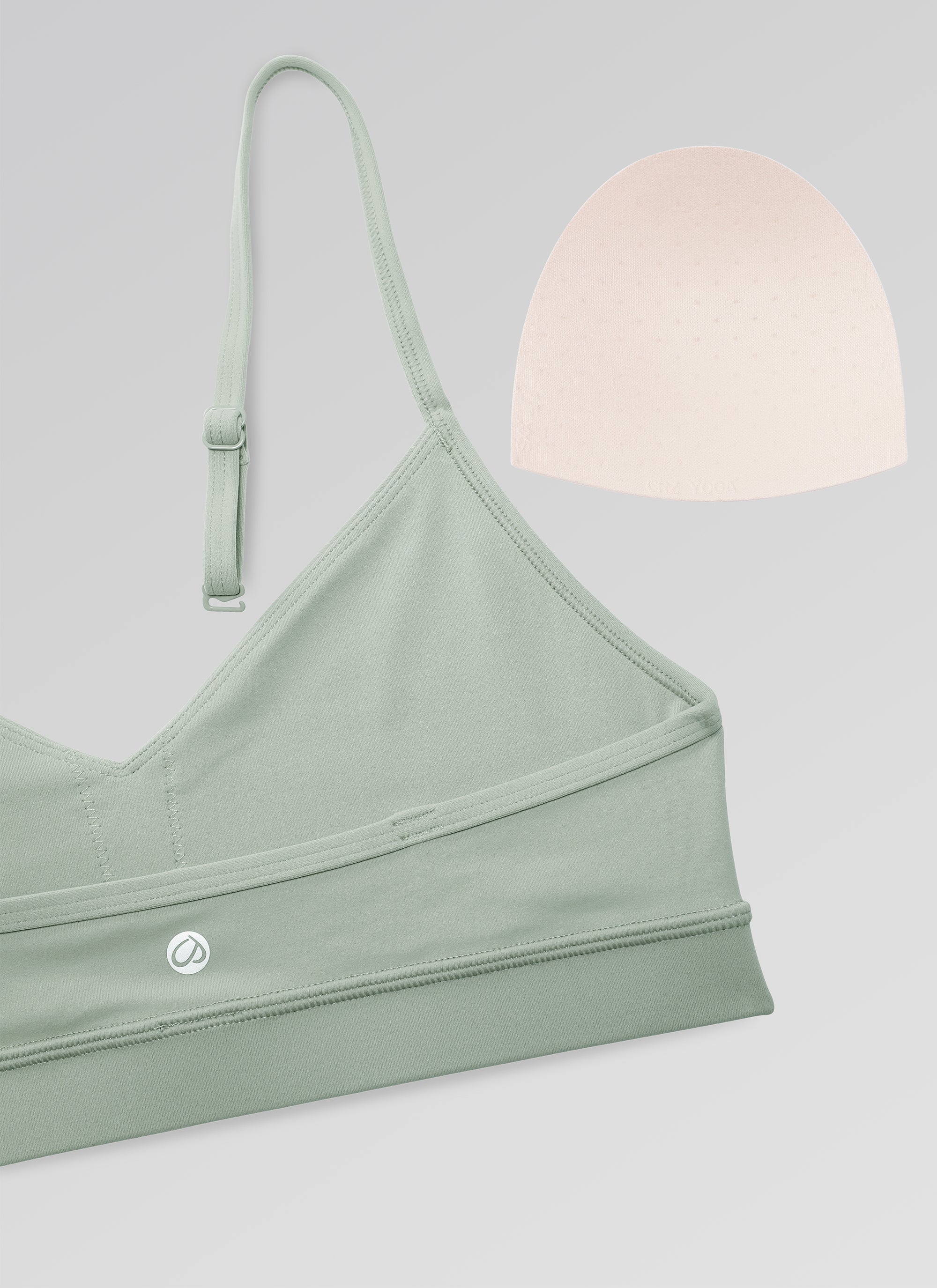 CRZ YOGA Butterluxe Bra Olahraga Yoga Berbusa untuk Wanita dengan Leher V, Model Camisole, Warna Hijau Palm Court