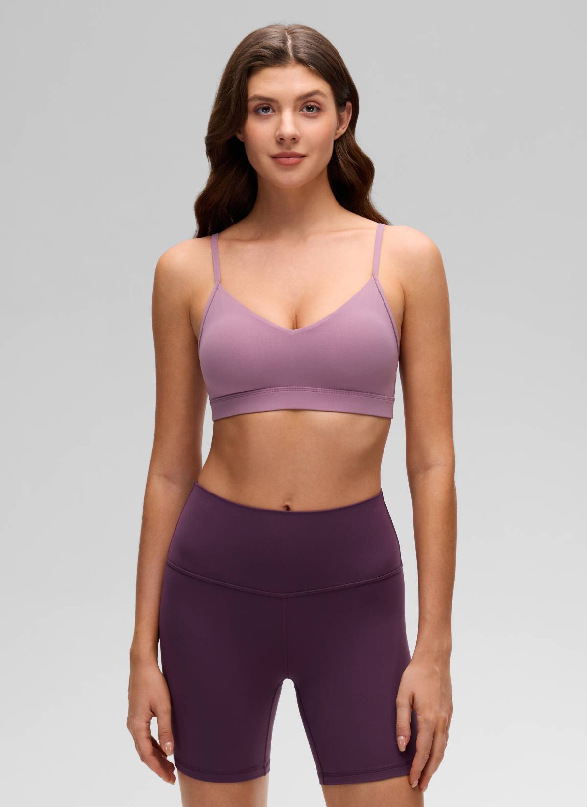 CRZ YOGA Bra Olahraga BerBantalan Yoga Kemben Kerah V Butterluxe Wanita Lavender Muda