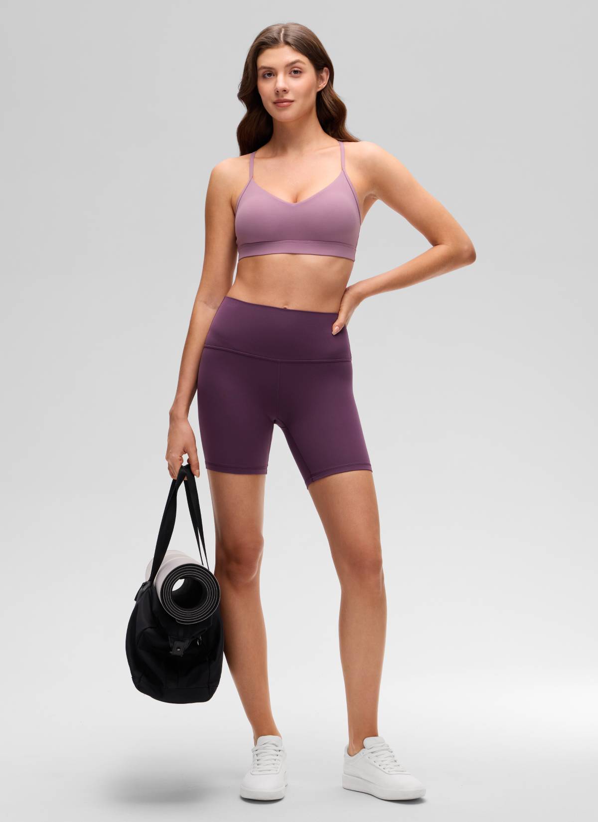 CRZ YOGA Bra Olahraga BerBantalan Yoga Kemben Kerah V Butterluxe Wanita Lavender Muda