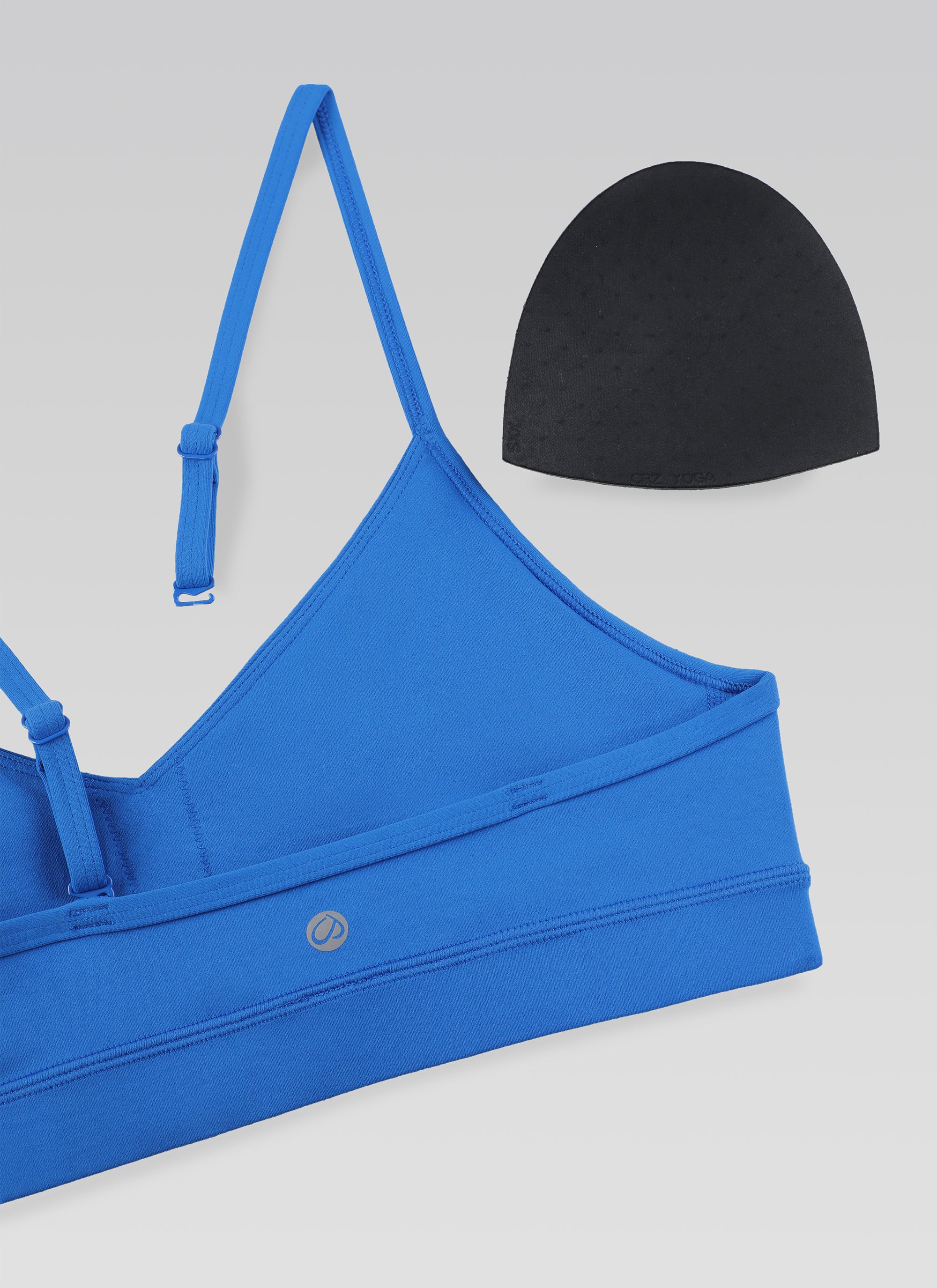 CRZ YOGA Butterluxe Bra Olahraga Yoga Berbusa untuk Wanita dengan Leher V dan Motif Camisole, Warna Biru Berkilau