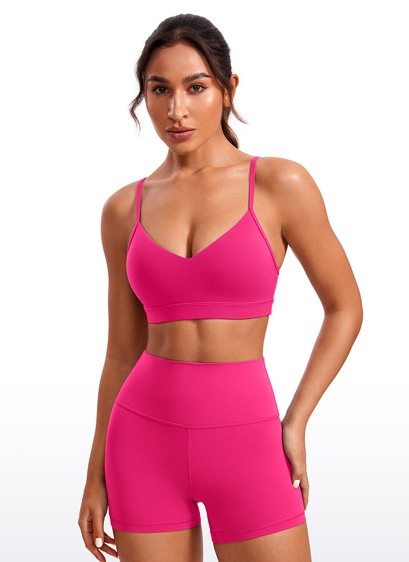 CRZ YOGA Bra Olahraga Yoga Camisole Butterluxe Leher V Wanita dengan Busa Warna Granita Pink