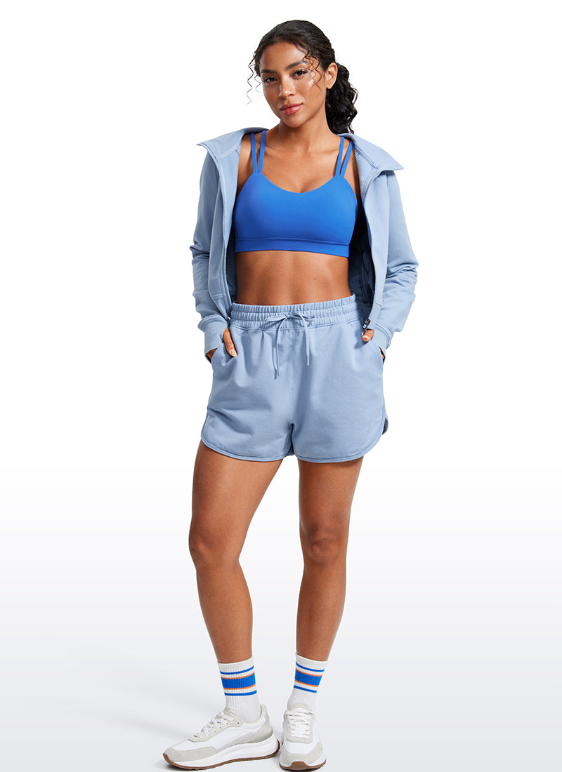 CRZ YOGA Bra Yoga Wanita dengan Cup Berbentuk Khusus, Model " Butterluxe " dengan Tali, Leher V, Warna Biru Berkilau