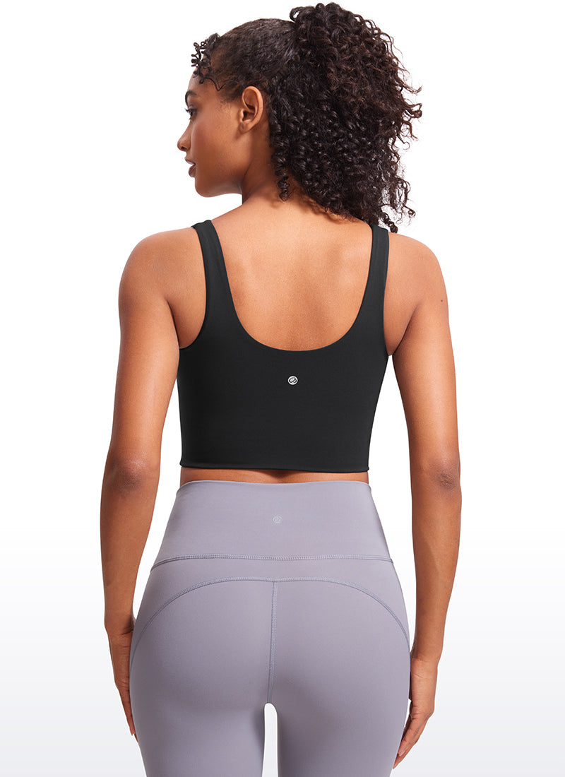CRZ YOGA Bra Yoga Wanita dengan Cup Terbentuk, Model Long Butterluxe , Leher V, Warna Hitam