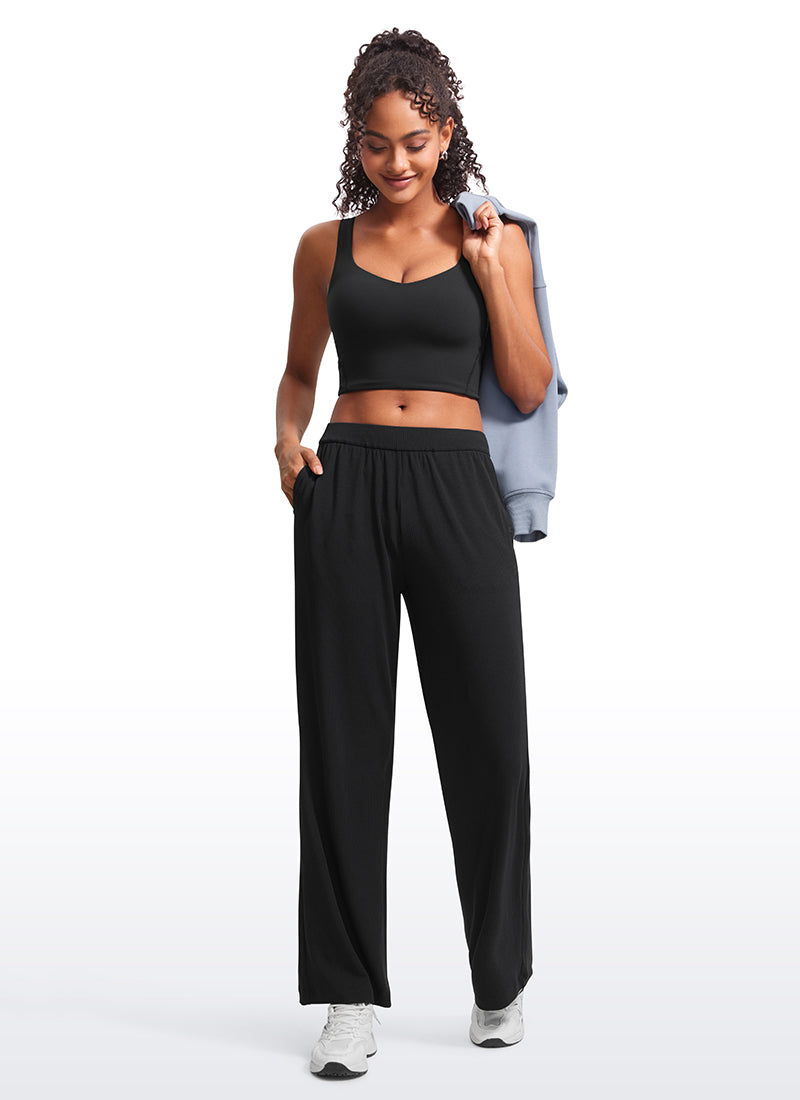 CRZ YOGA Bra Yoga Wanita dengan Cup Terbentuk, Model Long Butterluxe , Leher V, Warna Hitam