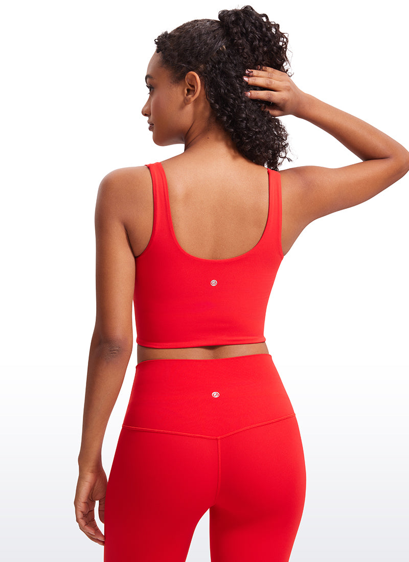 CRZ YOGA Bra Yoga Wanita dengan Cup Berbentuk Khusus dan Desain Longl Butterluxe , Leher V, Warna Merah Tua