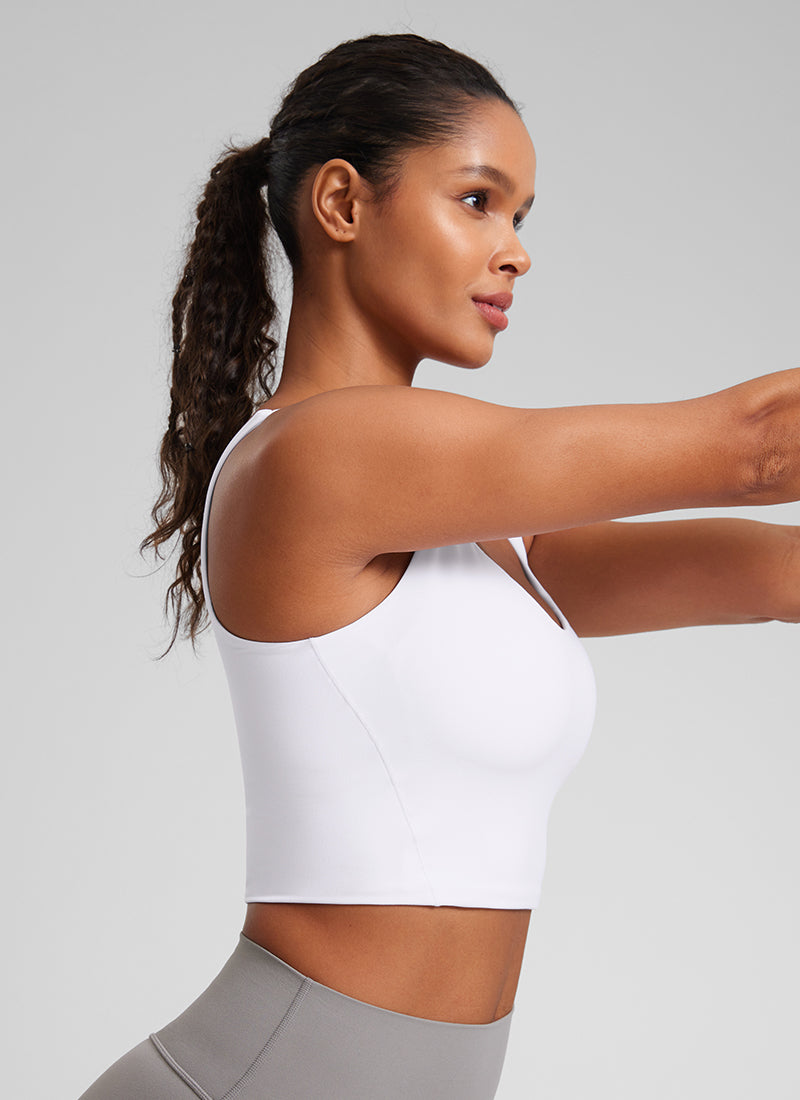 CRZ YOGA Bra Yoga Panjang Butterluxe Wanita Cup Cetak Leher V Warna Putih