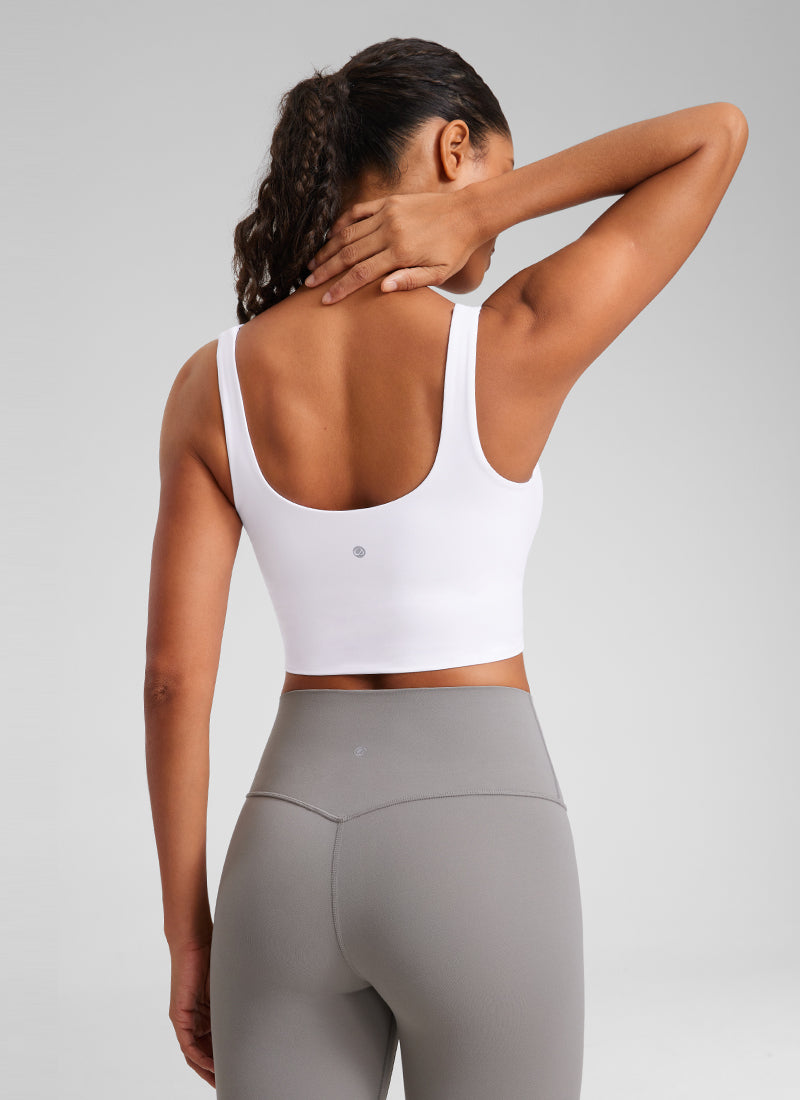 CRZ YOGA Bra Yoga Panjang Butterluxe Wanita Cup Cetak Leher V Warna Putih