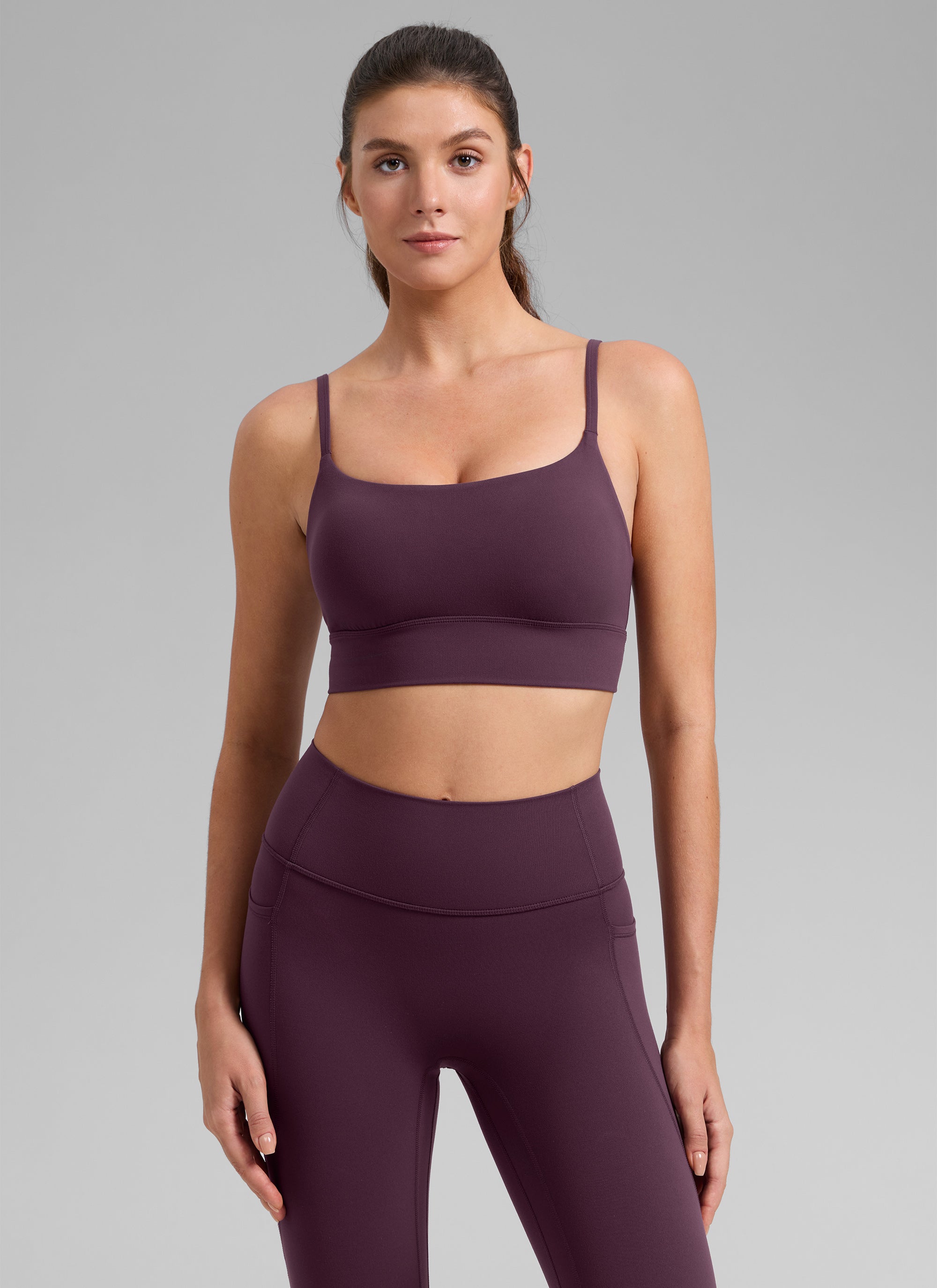 CRZ YOGA Bra Olahraga Wanita dengan Bra Terintegrasi Model Longline " Butterlift " Warna Ungu Tua