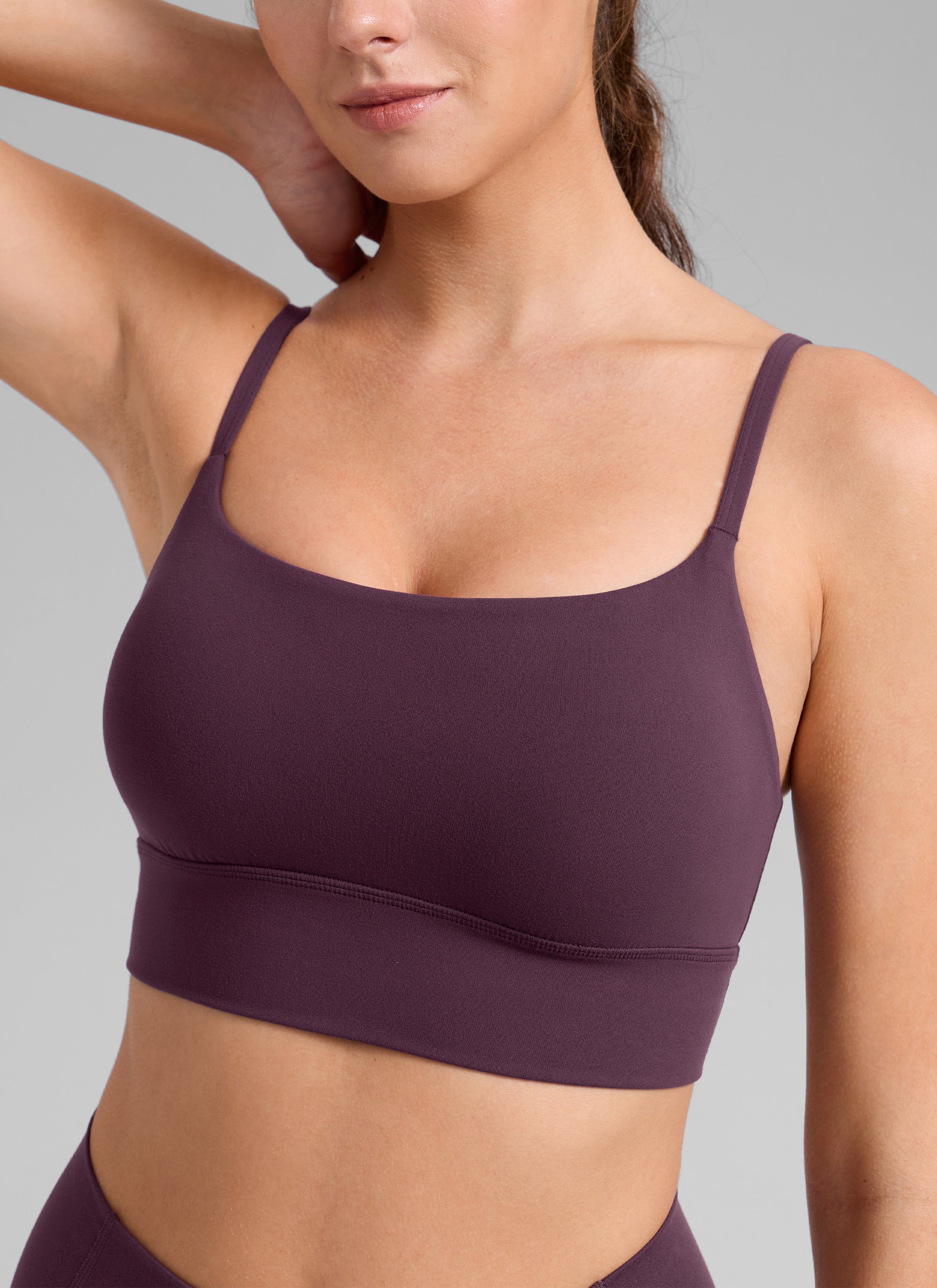 CRZ YOGA Bra Olahraga Wanita dengan Bra Terintegrasi Model Longline " Butterlift " Warna Ungu Tua