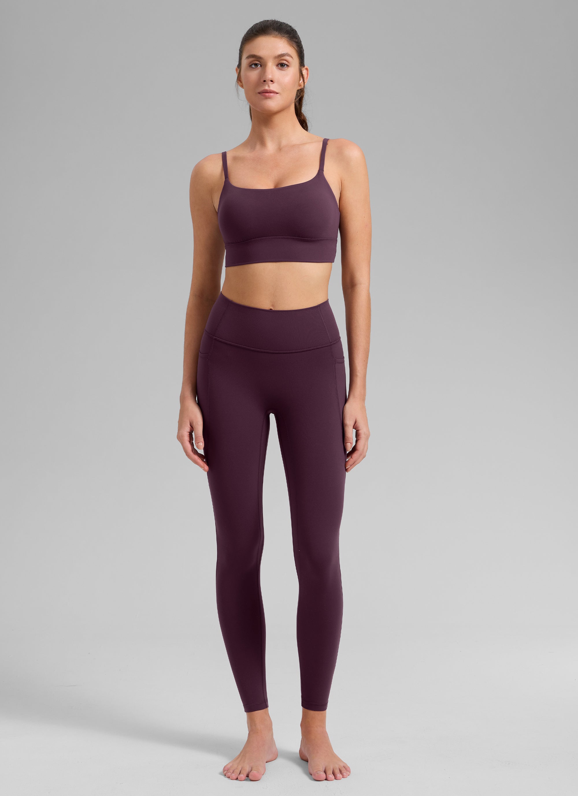 CRZ YOGA Bra Olahraga Wanita dengan Bra Terintegrasi Model Longline " Butterlift " Warna Ungu Tua