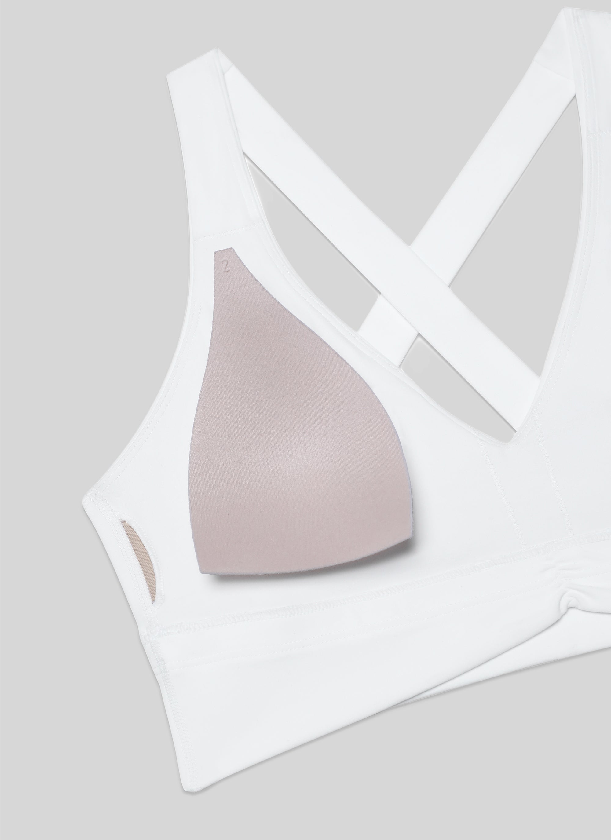 CRZ YOGA Bra Yoga Wanita dengan Dukungan Ringan, Model " Butterluxe ", Leher V Berkerut, Warna Putih