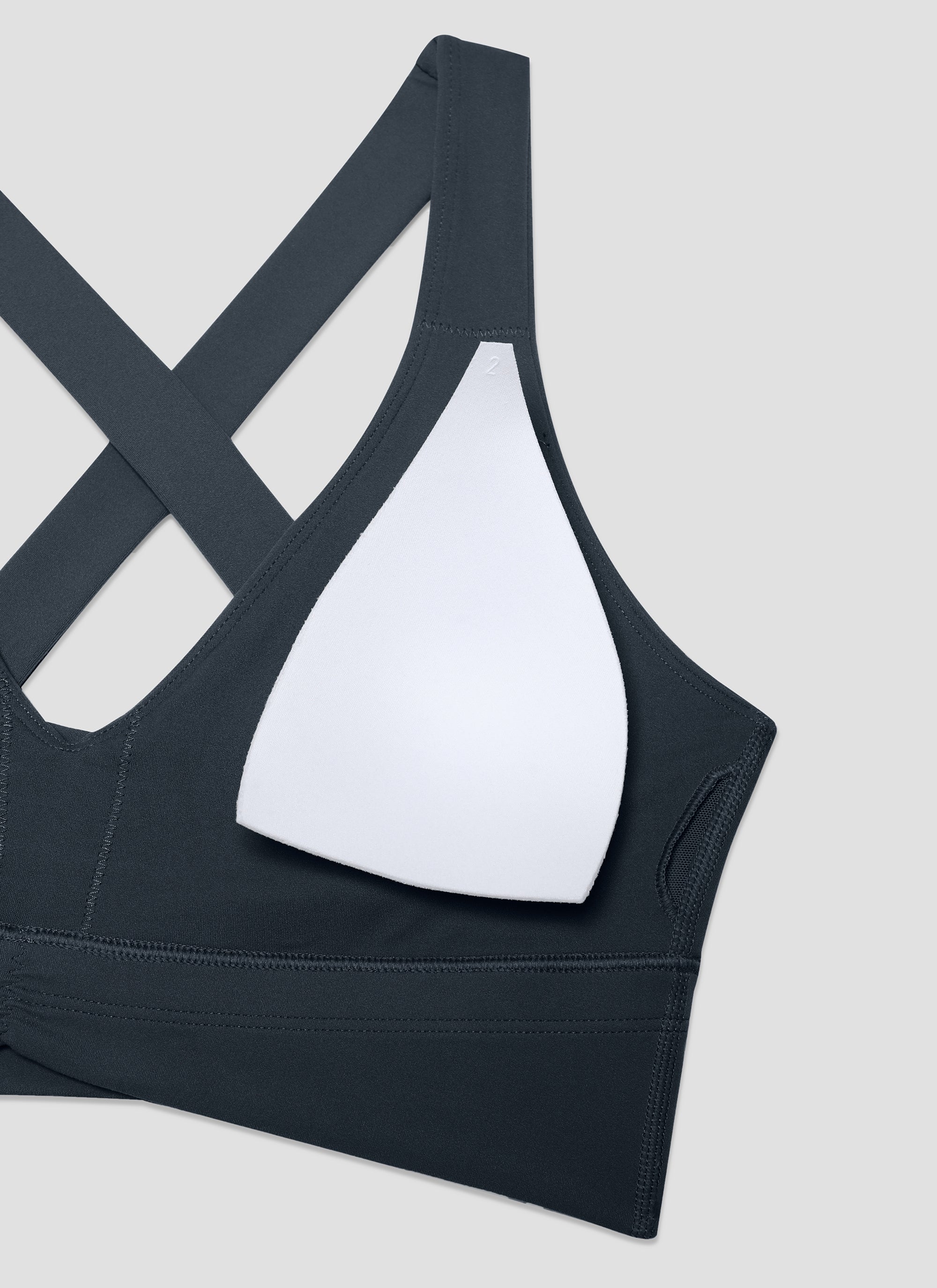 CRZ YOGA Bra Yoga Wanita dengan Dukungan Ringan, Model " Butterluxe ", Leher V Berkerut, Warna True Navy