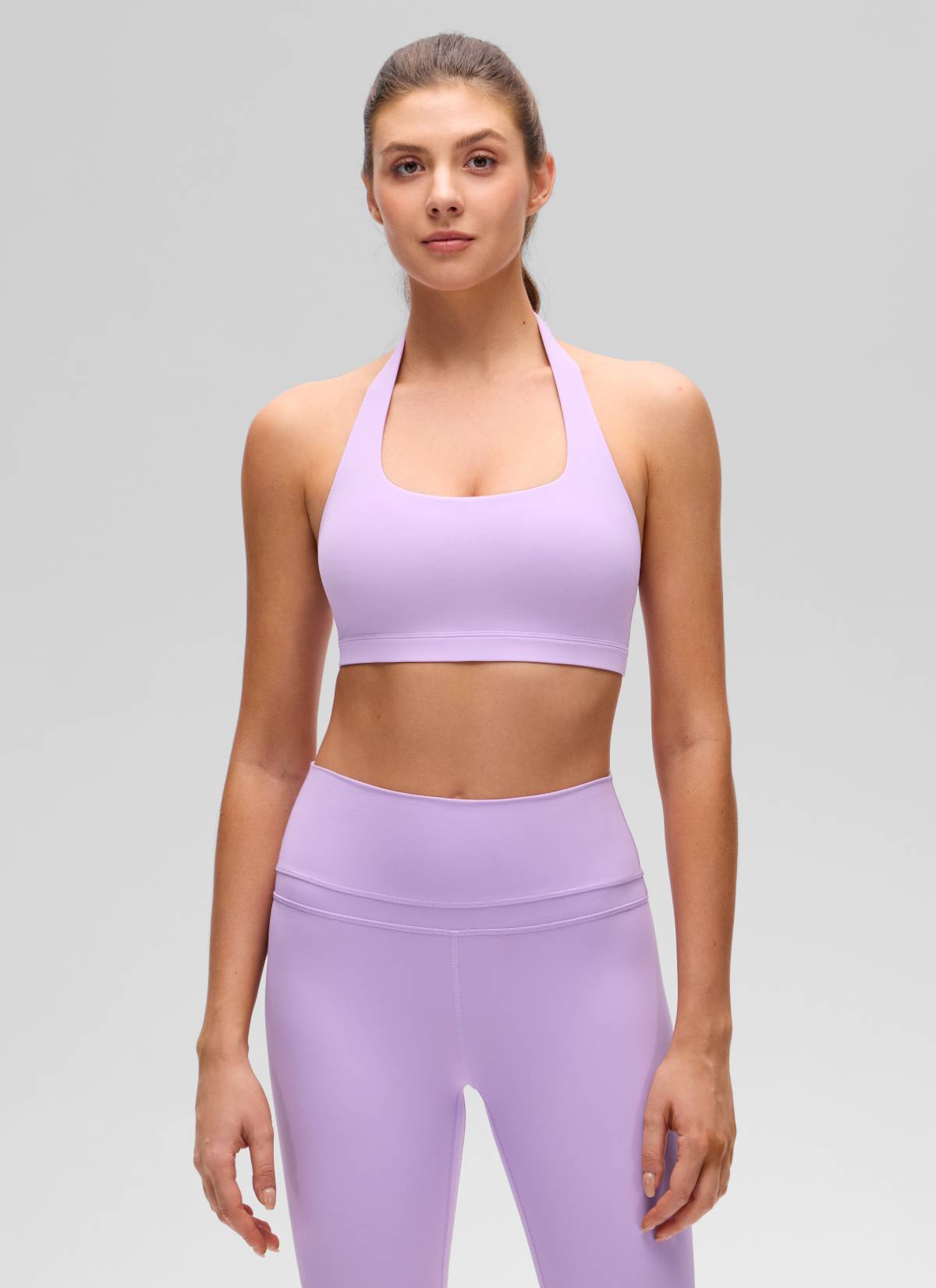 CRZ YOGA Bra Olahraga Yoga Wanita dengan Leher Bulat, Bantalan, dan Punggung Terbuka, Warna Ungu Elfin