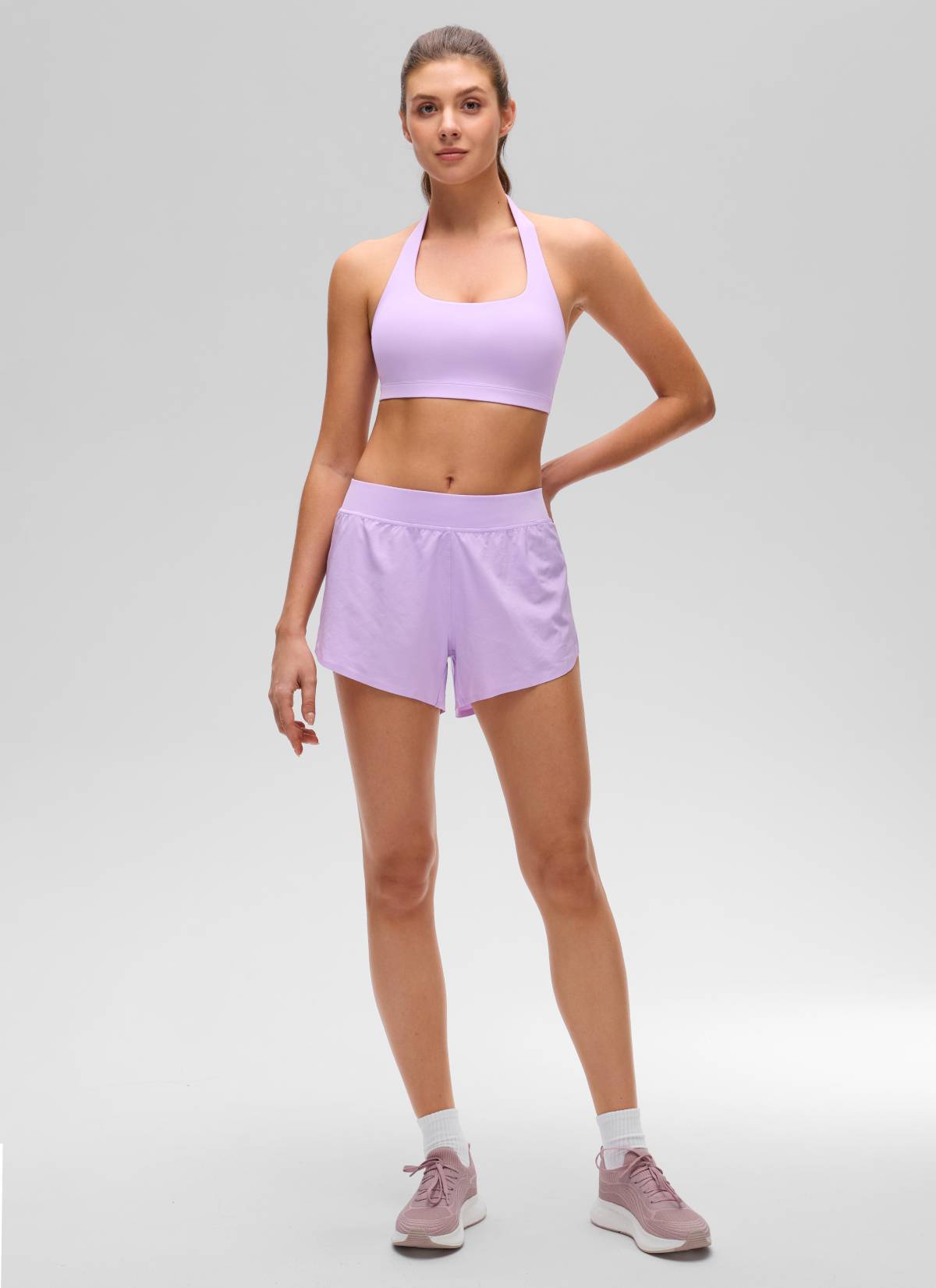 CRZ YOGA Bra Olahraga Yoga Wanita dengan Leher Bulat, Bantalan, dan Punggung Terbuka, Warna Ungu Elfin