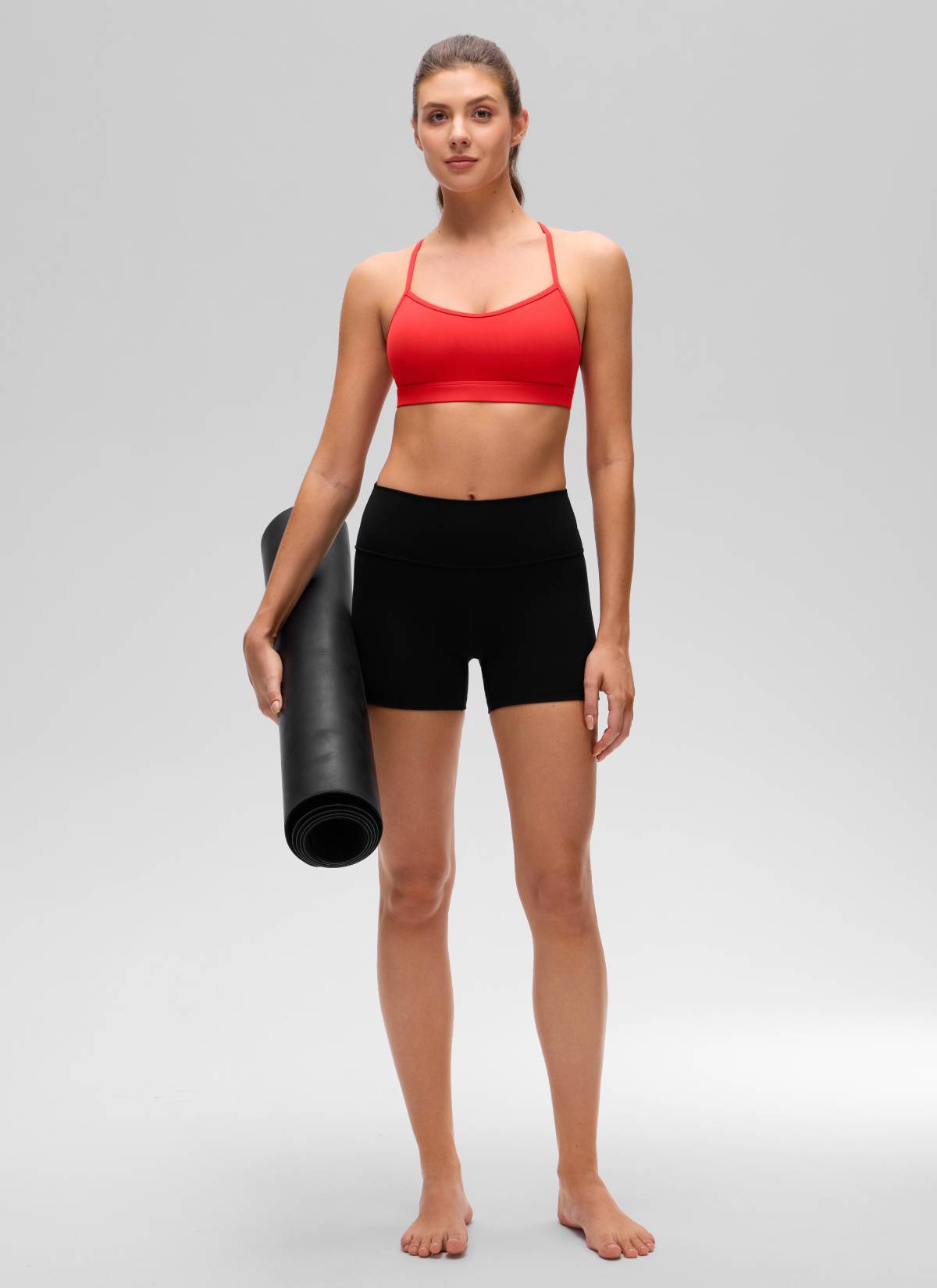 CRZ YOGA Bra Olahraga Wanita dengan Leher Bulat dan Punggung Silang untuk Yoga " Butterluxe ", Warna Merah Tua