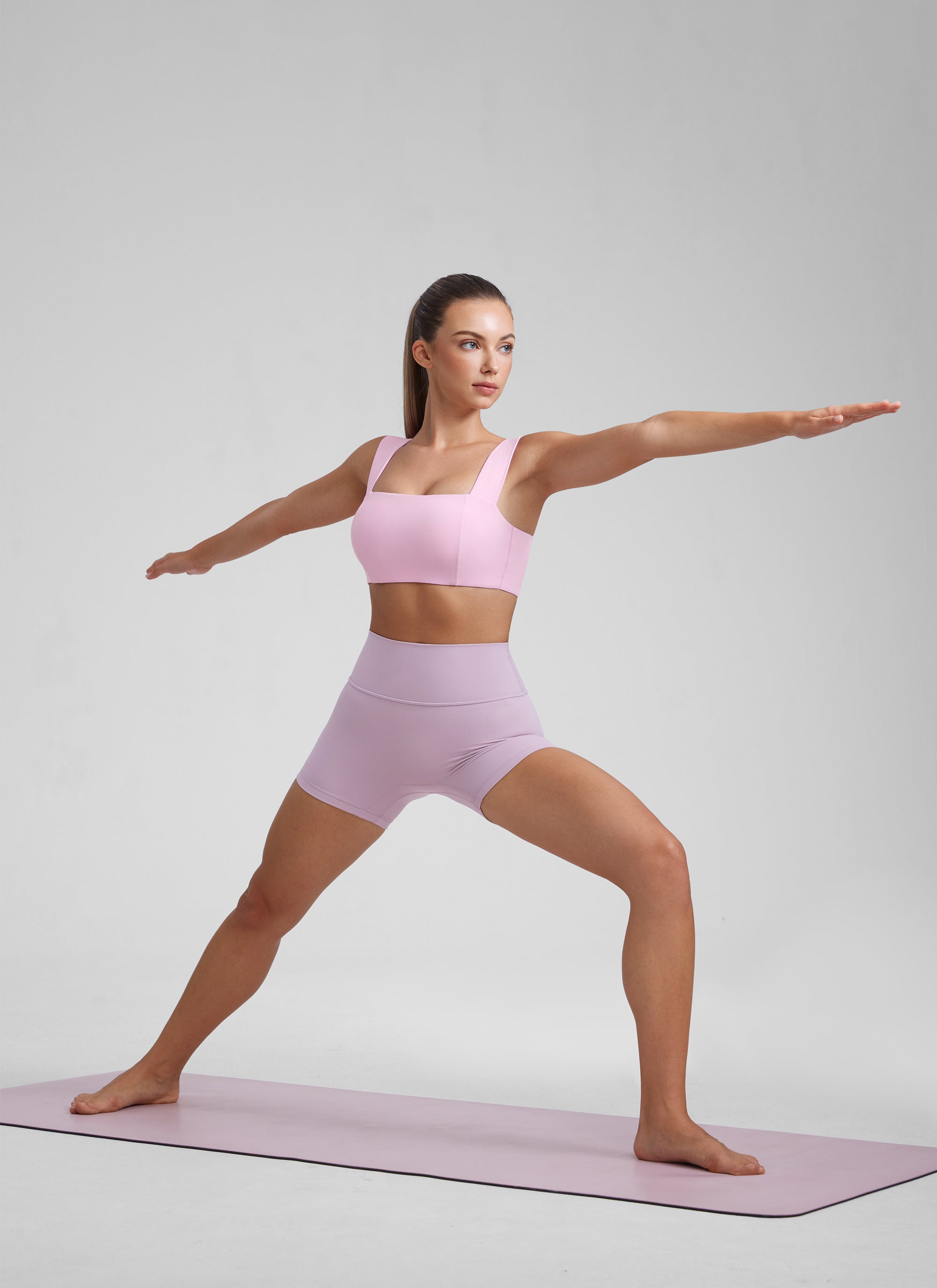 CRZ YOGA Butterluxe Bra Olahraga Wanita Leher Persegi Punggung Terbuka Tali Lebar Vita Pink