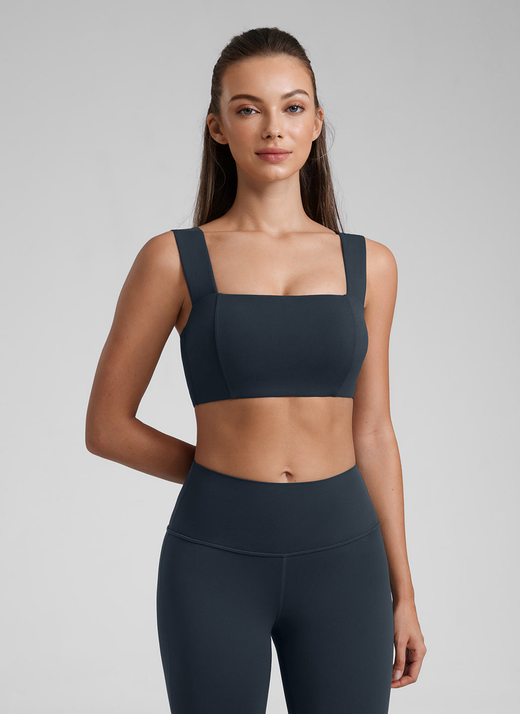 CRZ YOGA Butterluxe Bra Olahraga Wanita Leher Persegi Punggung Terbuka Tali Lebar True Navy