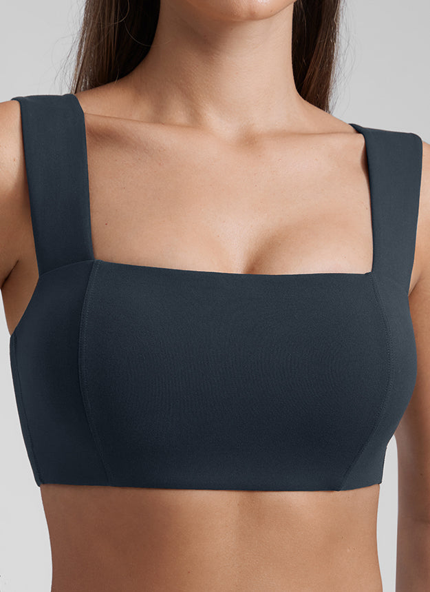 CRZ YOGA Butterluxe Bra Olahraga Wanita Leher Persegi Punggung Terbuka Tali Lebar True Navy