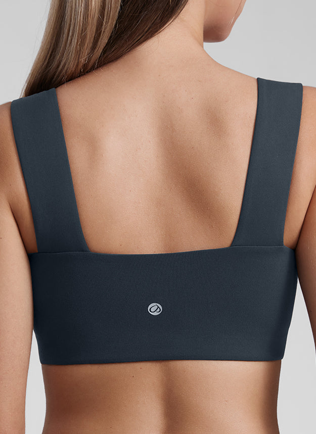 CRZ YOGA Butterluxe Bra Olahraga Wanita Leher Persegi Punggung Terbuka Tali Lebar True Navy