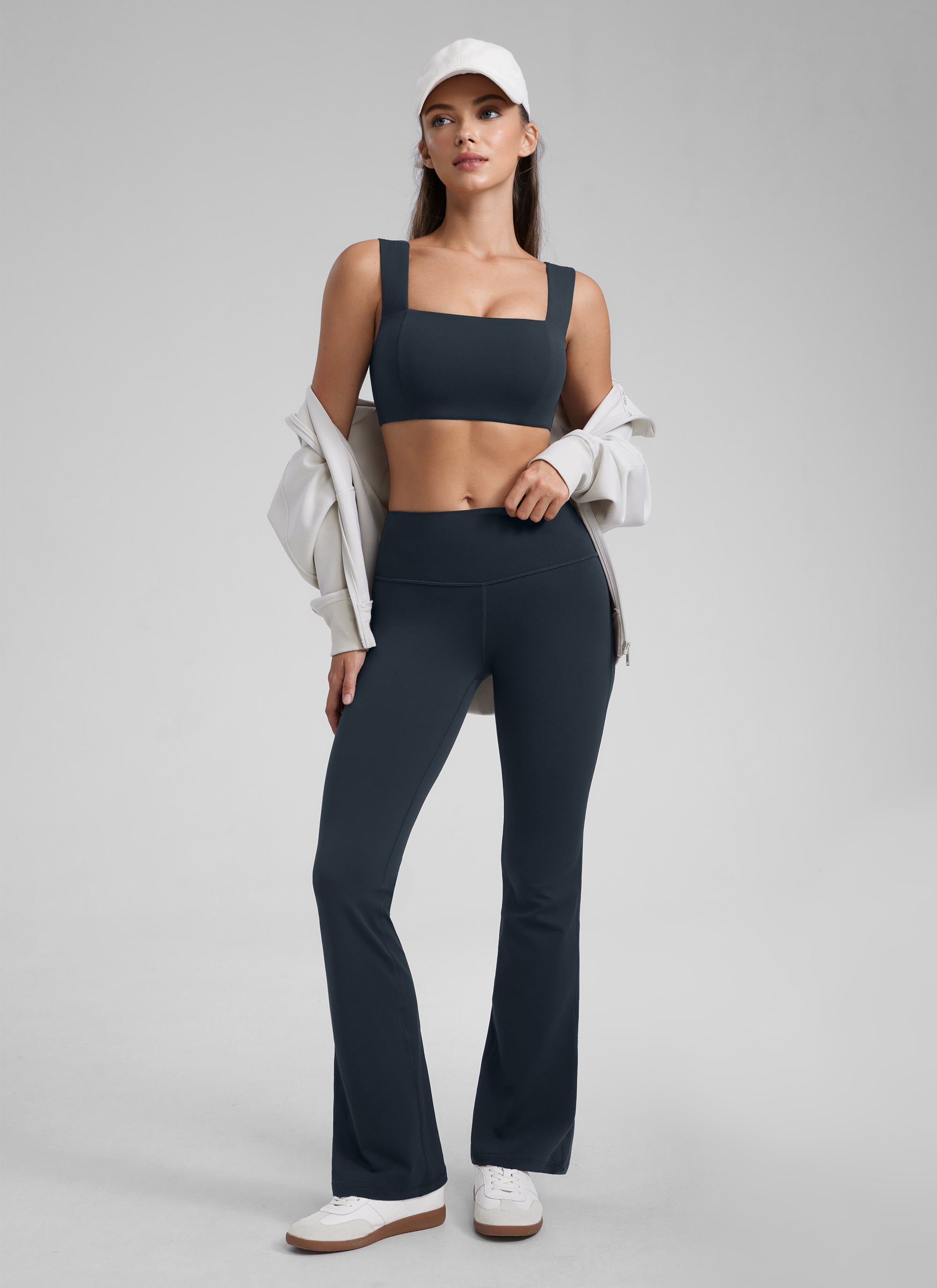 CRZ YOGA Butterluxe Bra Olahraga Wanita Leher Persegi Punggung Terbuka Tali Lebar True Navy