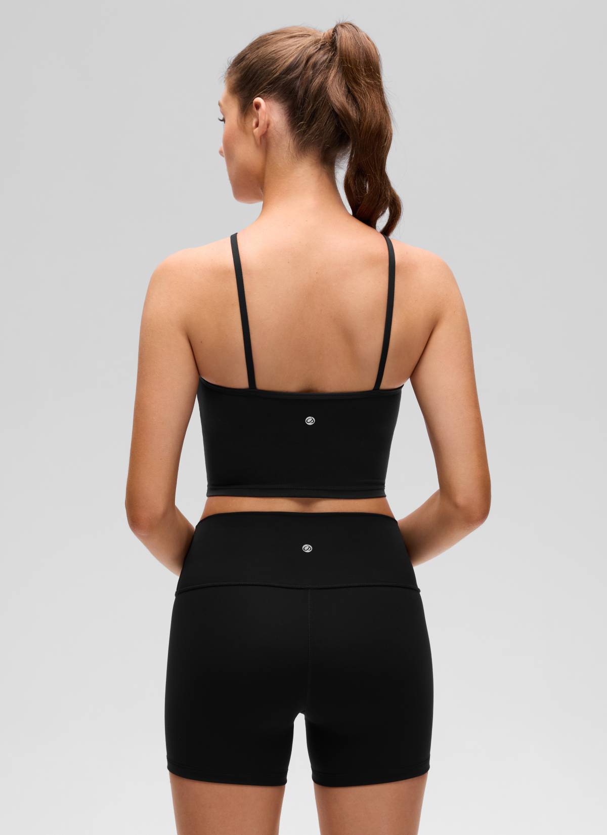 CRZ YOGA Kaos Tank Top Wanita dengan Model Halter, Potongan Pendek, dan Bra Terintegrasi, Motif " Butterluxe ", Warna Hitam