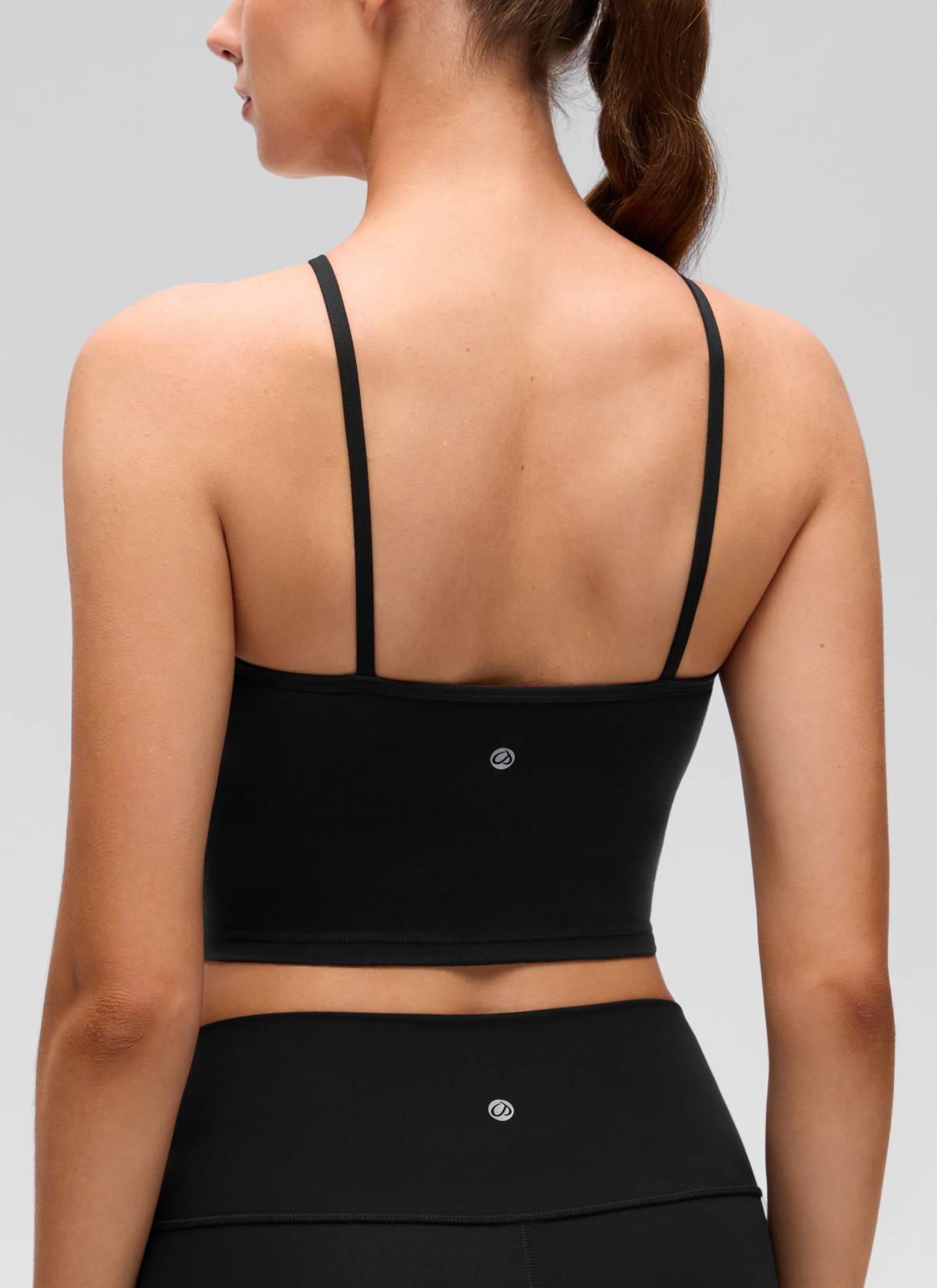 CRZ YOGA Kaos Tank Top Wanita dengan Model Halter, Potongan Pendek, dan Bra Terintegrasi, Motif " Butterluxe ", Warna Hitam