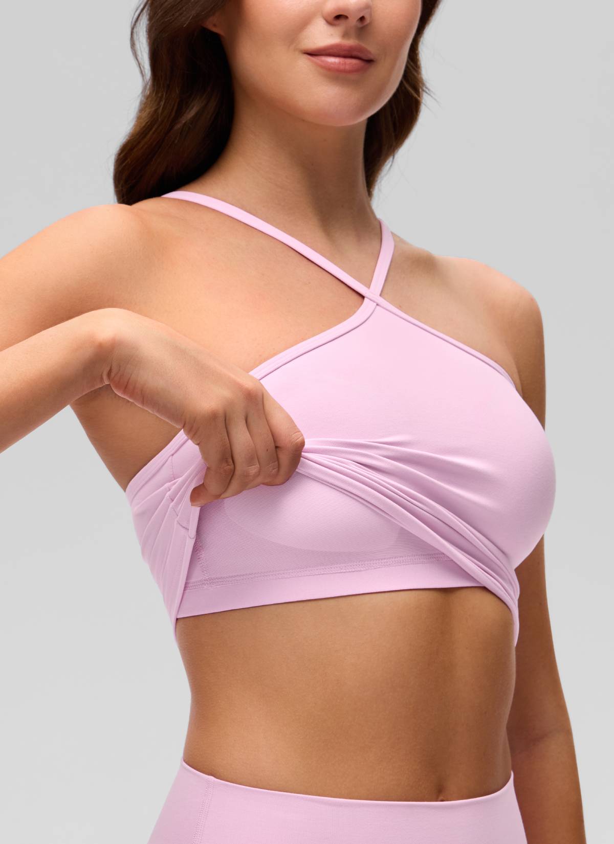 CRZ YOGA Pakaian Yoga Wanita Model Halter Pendek dengan Bra Terintegrasi " Butterluxe " Warna Vita Pink