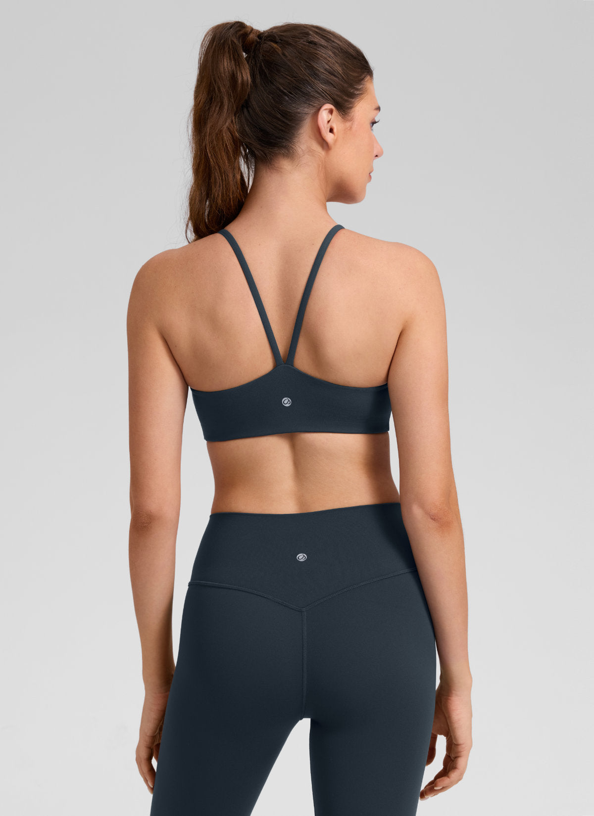 CRZ YOGA Bra Olahraga Wanita Butterlift® dengan Potongan Punggung V dan Lapisan Ganda, Warna True Navy