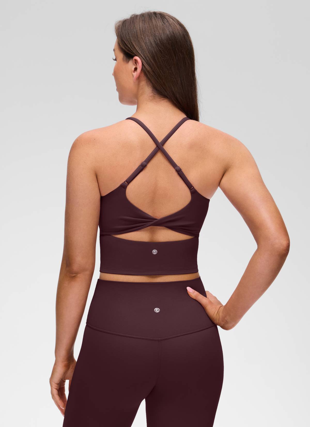 CRZ YOGA Tank Top Wanita dengan Leher U, Desain Punggung Silang Berputar, dan Bra Terintegrasi " Butterluxe " Warna Ripe Plum