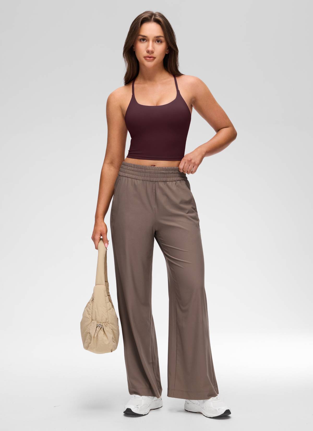 CRZ YOGA Tank Top Wanita dengan Leher U, Desain Punggung Silang Berputar, dan Bra Terintegrasi " Butterluxe " Warna Ripe Plum