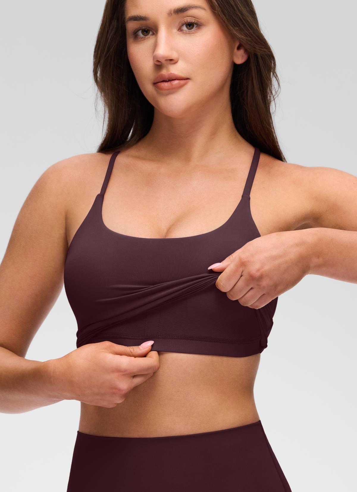 CRZ YOGA Tank Top Wanita dengan Leher U, Desain Punggung Silang Berputar, dan Bra Terintegrasi " Butterluxe " Warna Ripe Plum