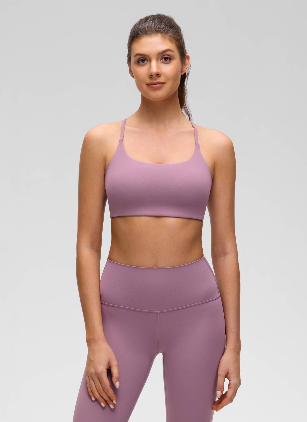 CRZ YOGA Bra Olahraga Yoga Butterluxe Leher Bulat Silang Belakang Light Lavender