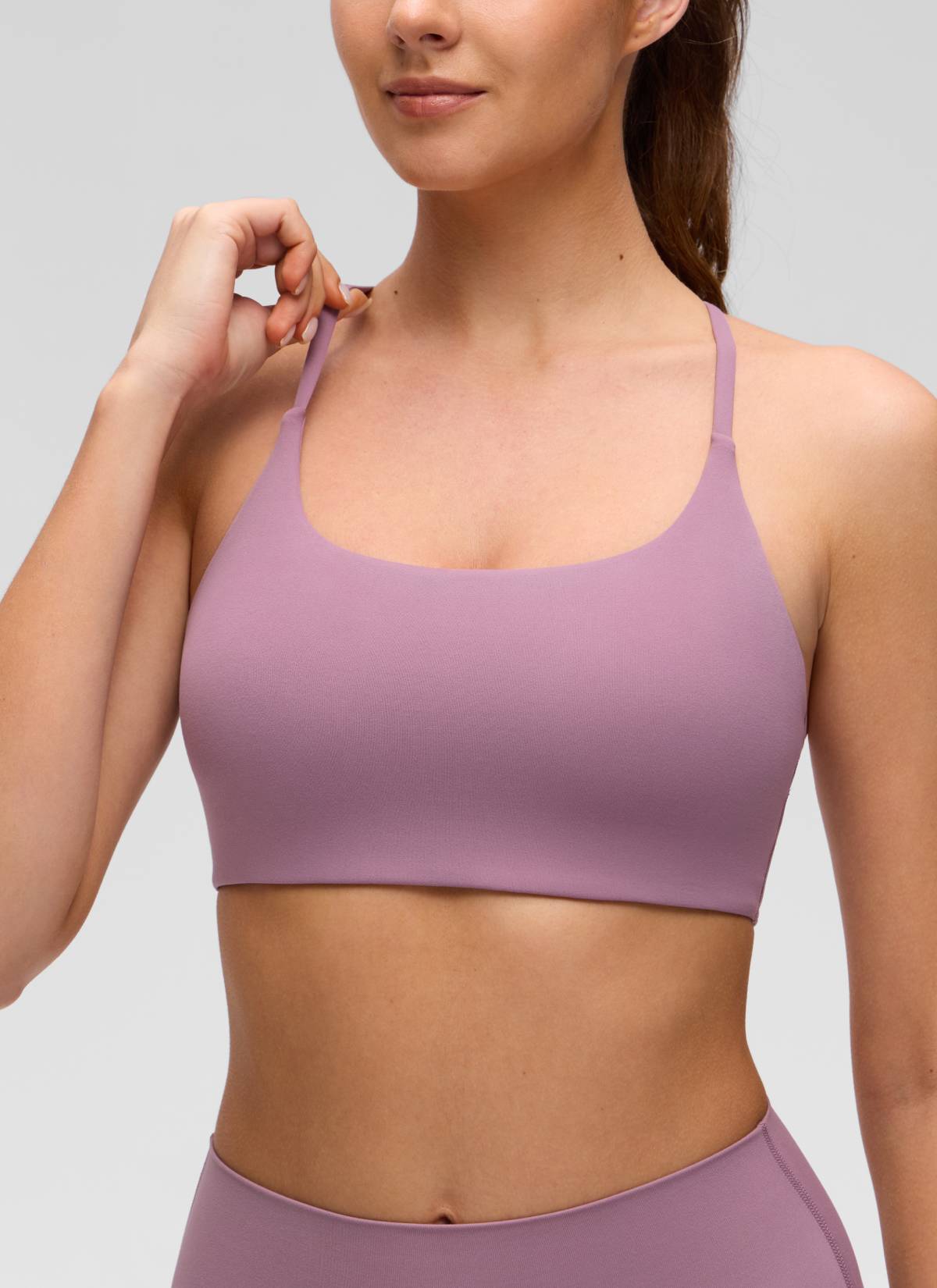 CRZ YOGA Bra Olahraga Yoga Butterluxe Leher Bulat Silang Belakang Light Lavender