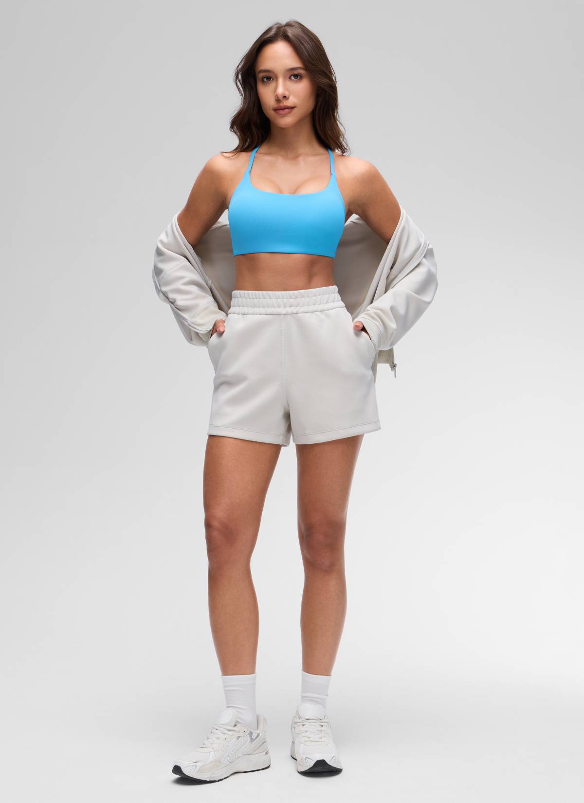 CRZ YOGA Bra Olahraga Yoga Wanita Butterluxe Leher Kotak dengan Detail Silang Punggung Kayak Blue