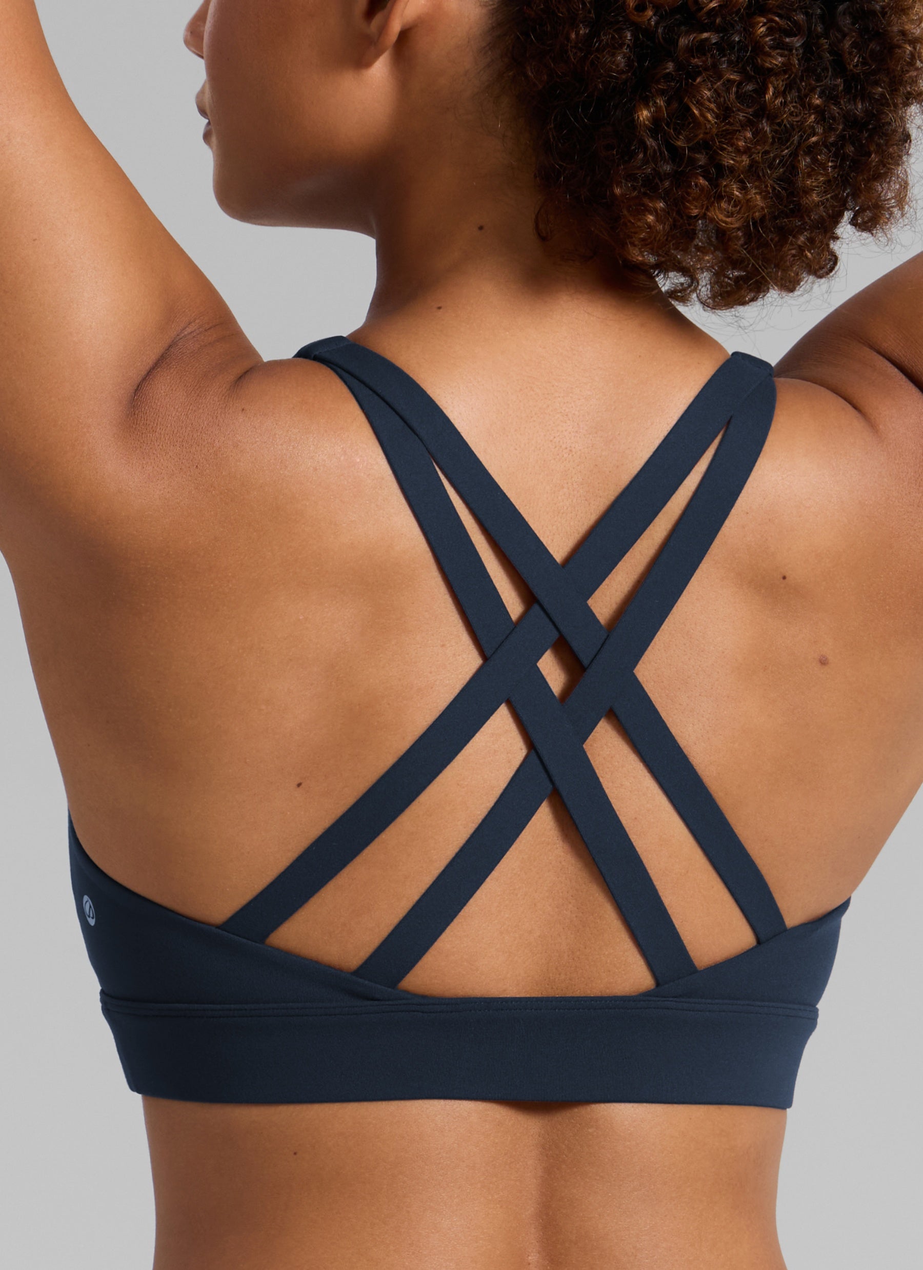 CRZ YOGA Bra Olahraga Wanita Butterlift® dengan Leher Bulat dan Punggung Silang, Warna True Navy