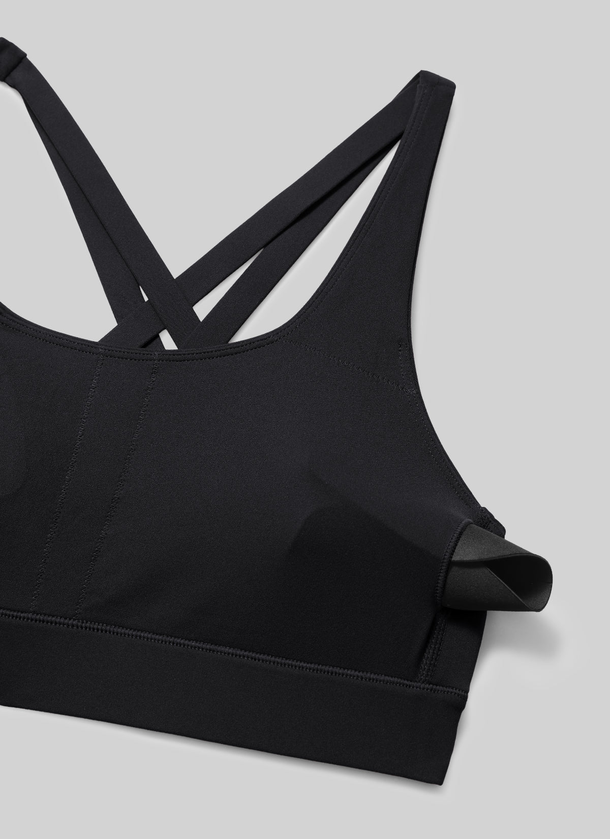 CRZ YOGA Bra Olahraga Wanita Butterlift® untuk Latihan, Leher Bulat, Punggung Silang, Warna Hitam