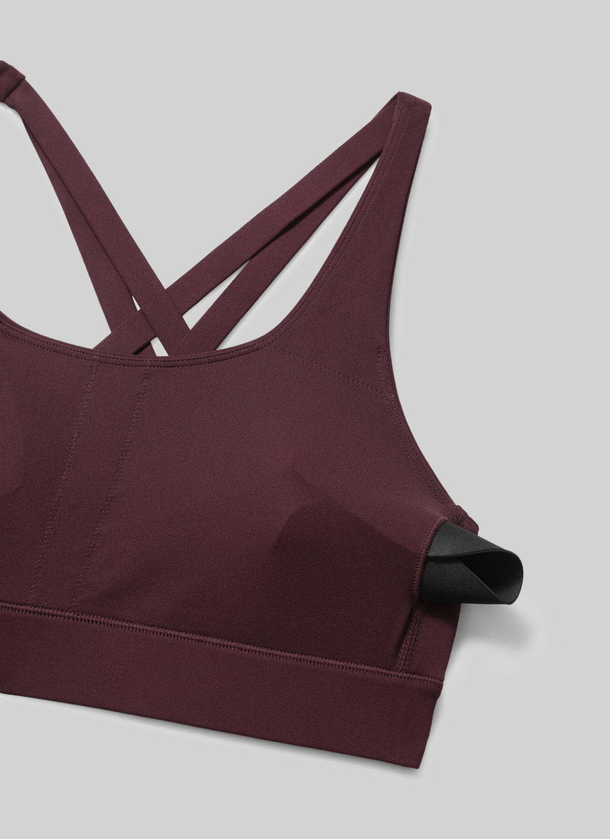 CRZ YOGA Bra Olahraga Wanita Butterlift® untuk Latihan, Leher Bulat, Punggung Silang, Warna Ripe Plum