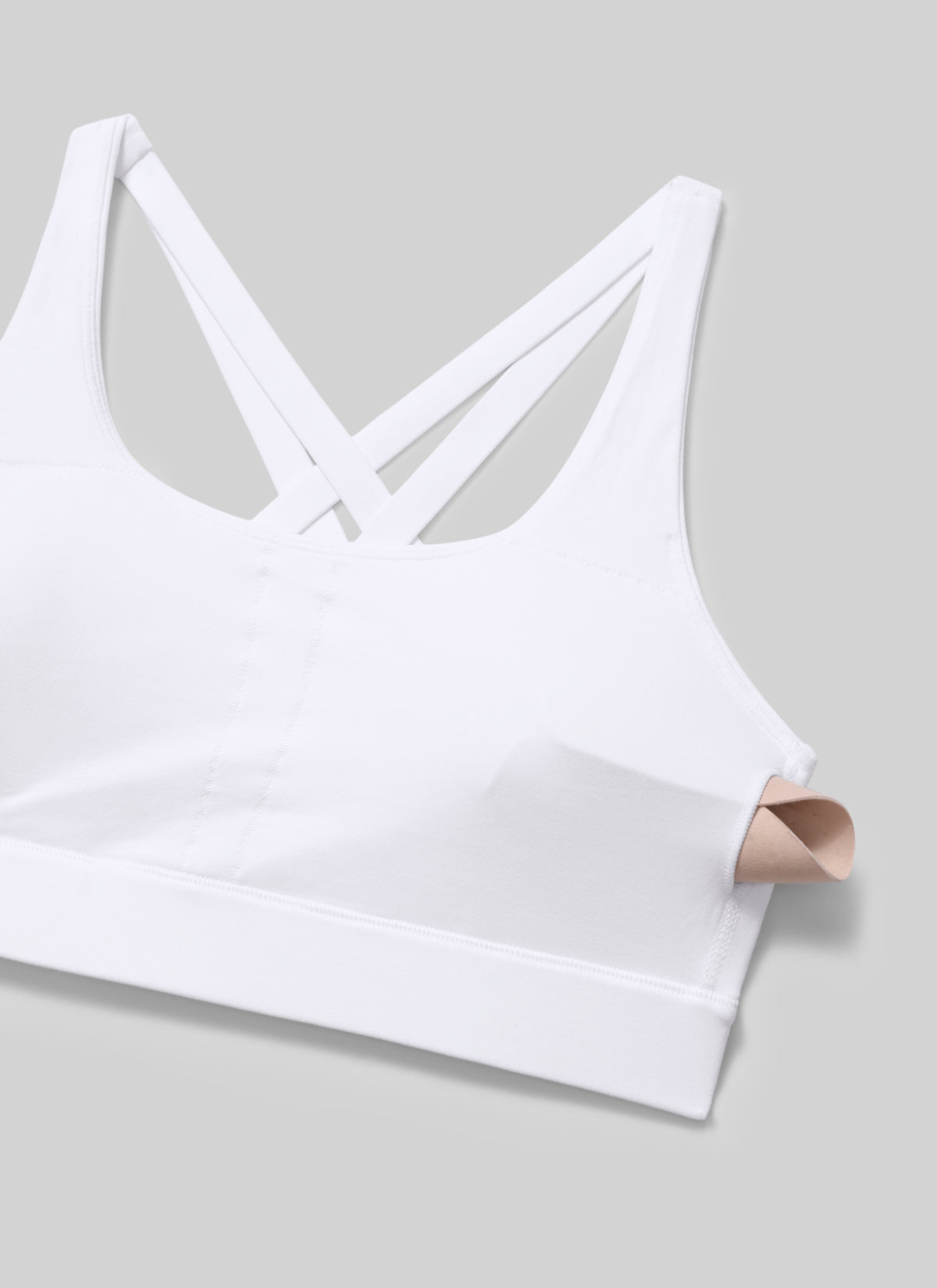 CRZ YOGA Bra Olahraga Wanita Butterlift® untuk Latihan, Leher Bulat, Punggung Silang, Warna Putih