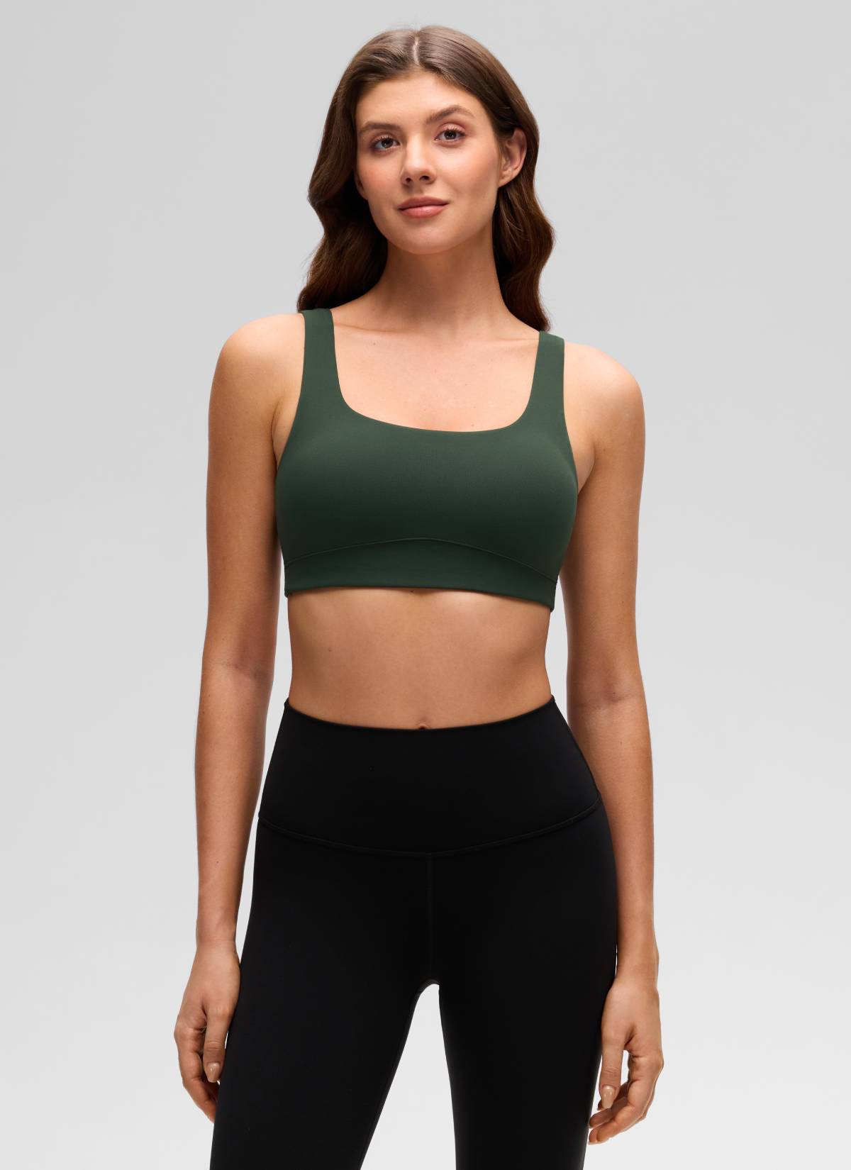 CRZ YOGA Bra Olahraga Wanita dengan Punggung Terbuka ( Butterluxe ) Dukungan Ringan, Warna Hijau Legend