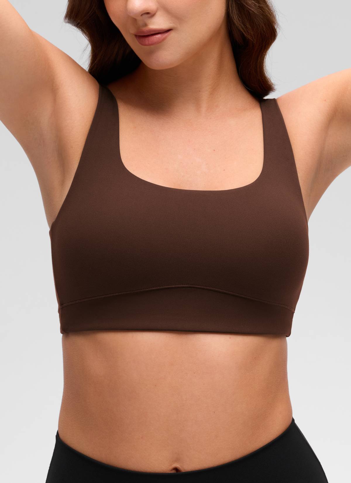 CRZ YOGA Bra Olahraga Wanita dengan Punggung Terbuka ( Butterluxe ) Dukungan Ringan, Warna Lava Brown