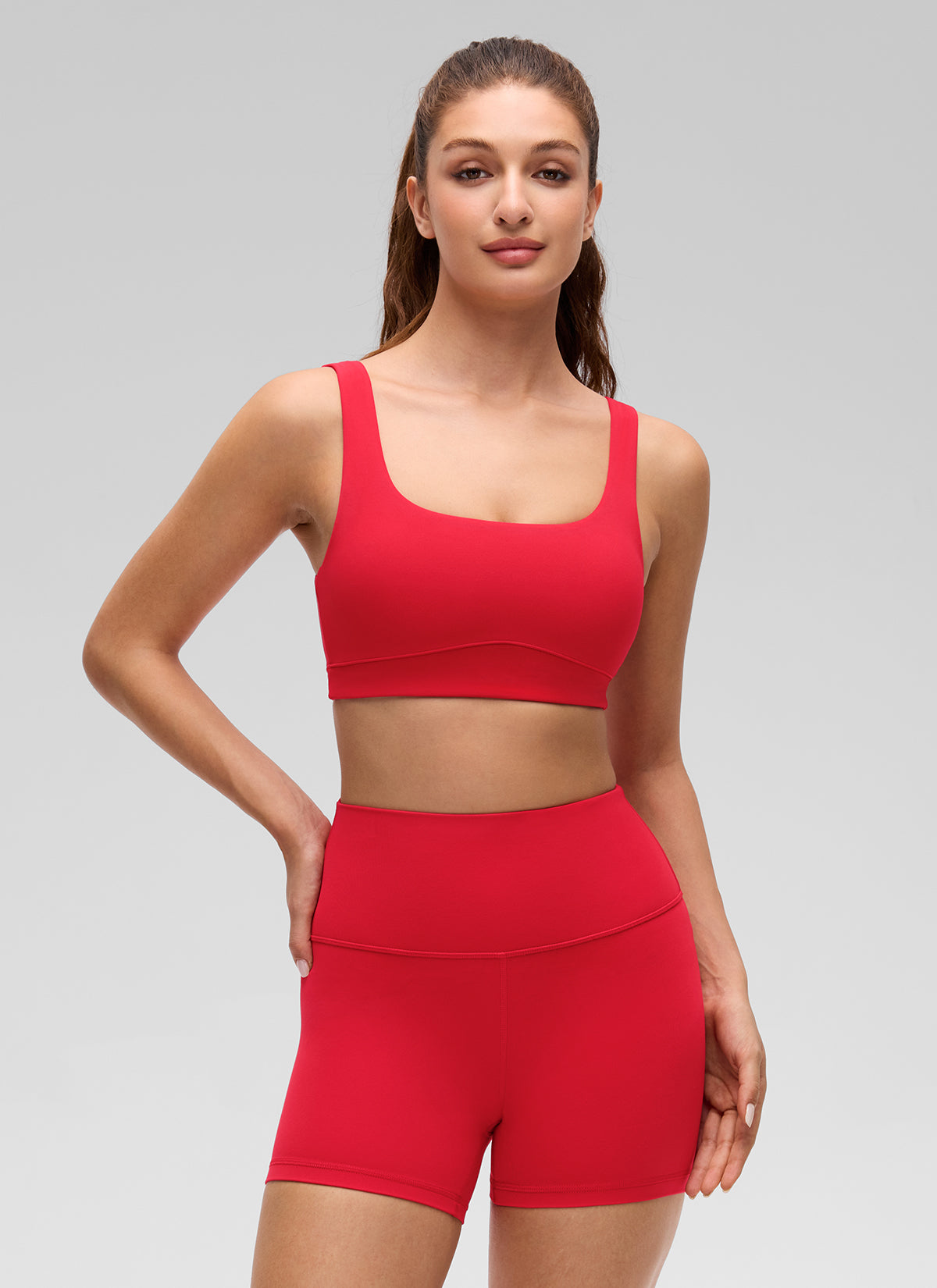 CRZ YOGA Bra Olahraga Wanita dengan Punggung Terbuka ( Butterluxe ) Dukungan Ringan Warna Merah Aurora